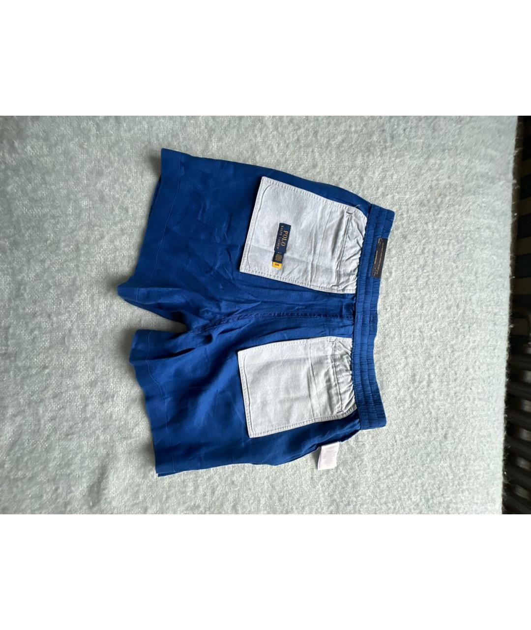 POLO RALPH LAUREN Синие льняные шорты, фото 4