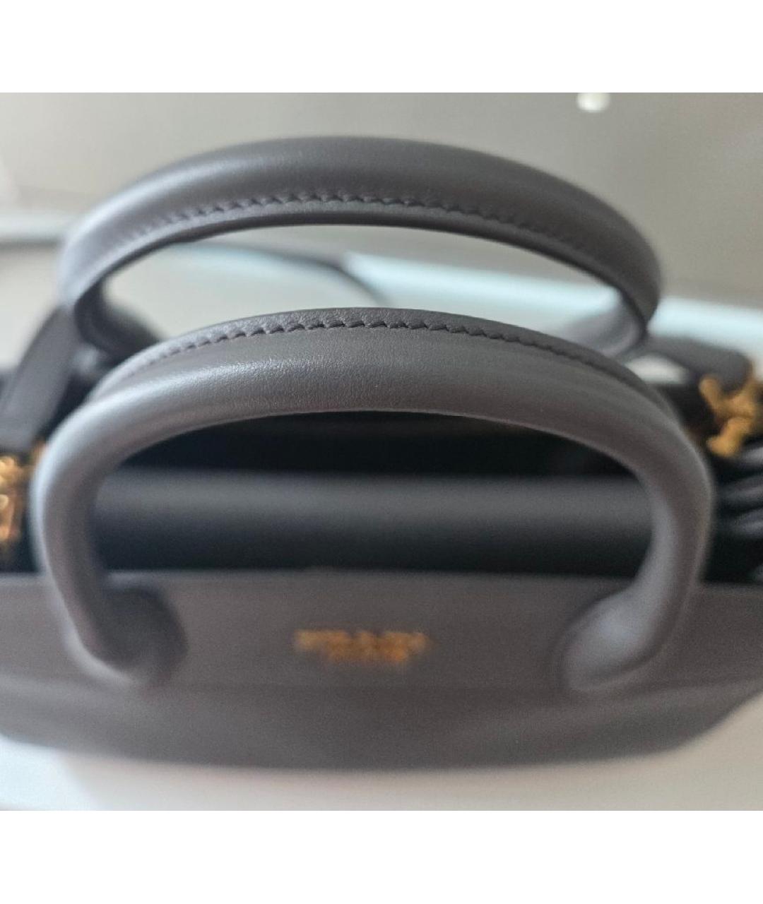 PRADA Серая кожаная сумка через плечо, фото 5