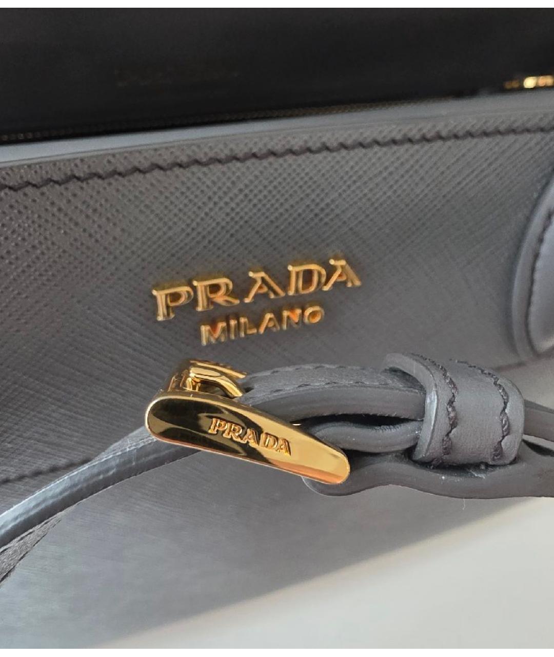 PRADA Серая кожаная сумка через плечо, фото 7