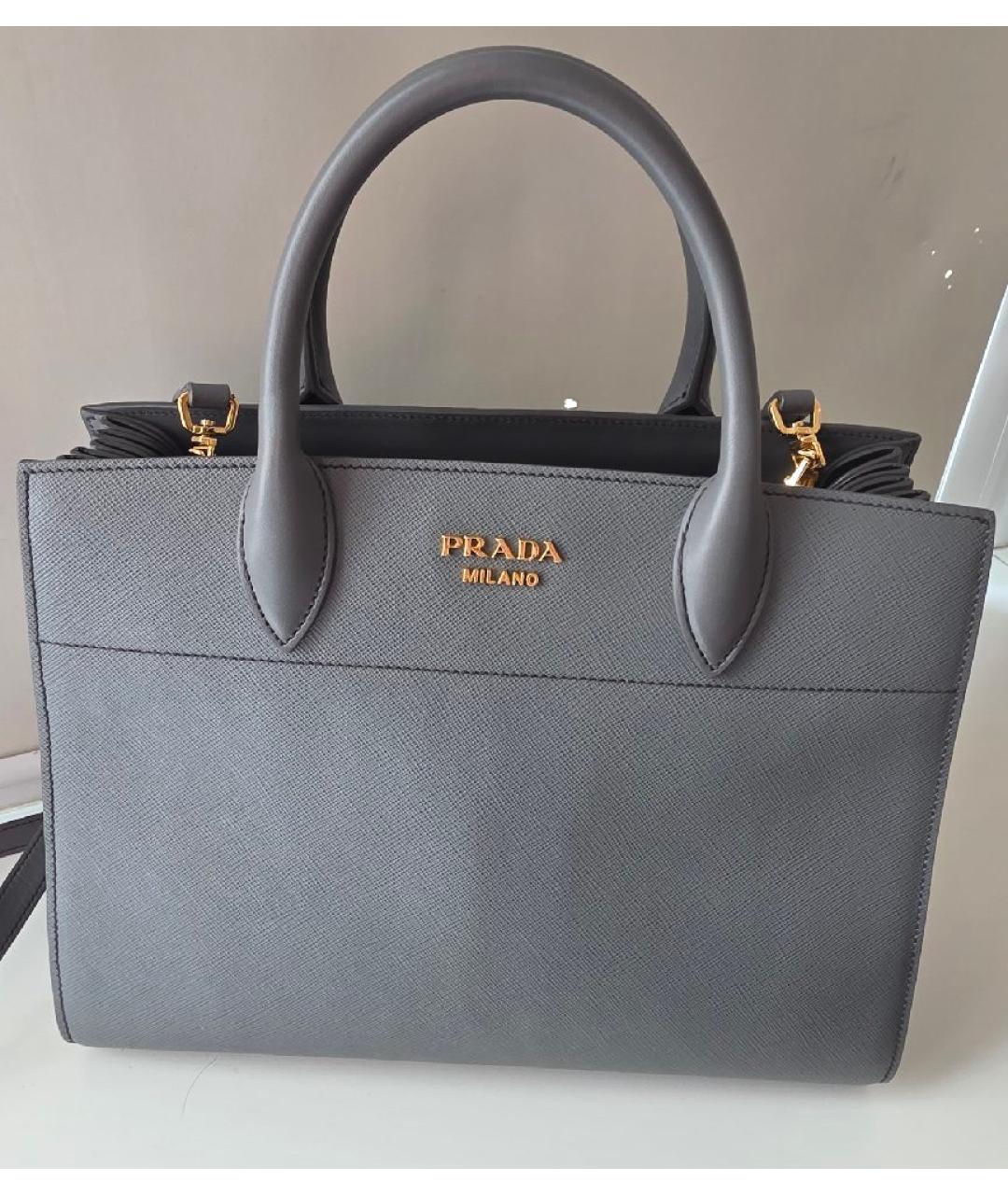 PRADA Серая кожаная сумка через плечо, фото 8