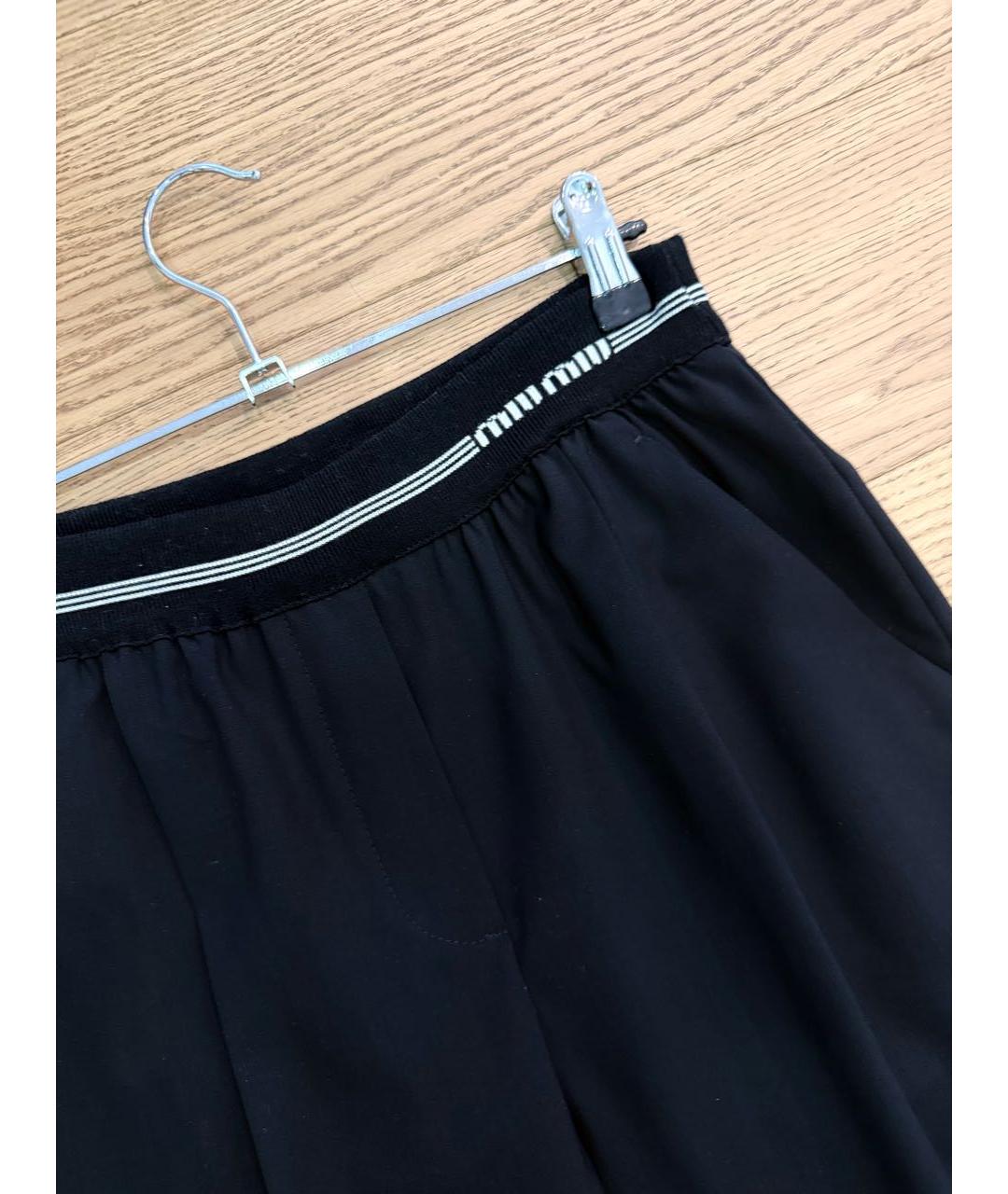 MIU MIU Черные вискозные прямые брюки, фото 2