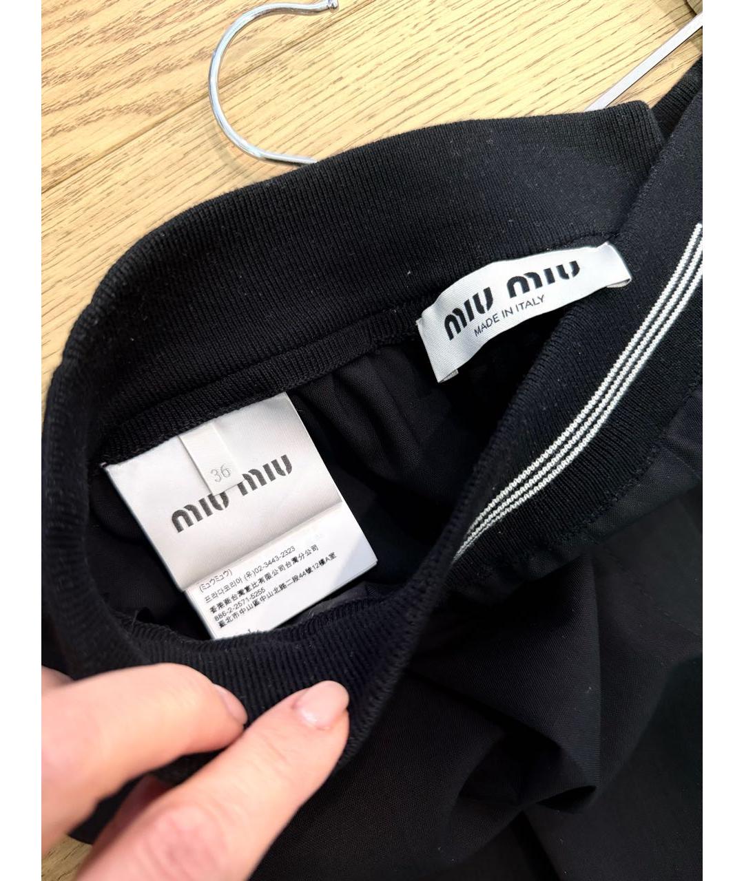 MIU MIU Черные вискозные прямые брюки, фото 3