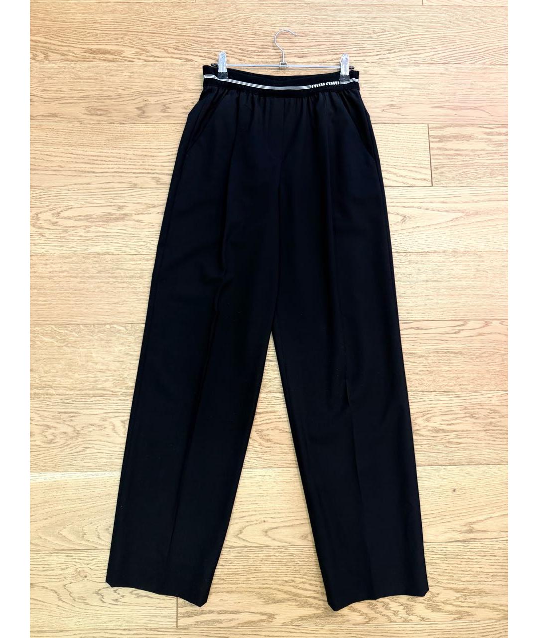 MIU MIU Черные вискозные прямые брюки, фото 6