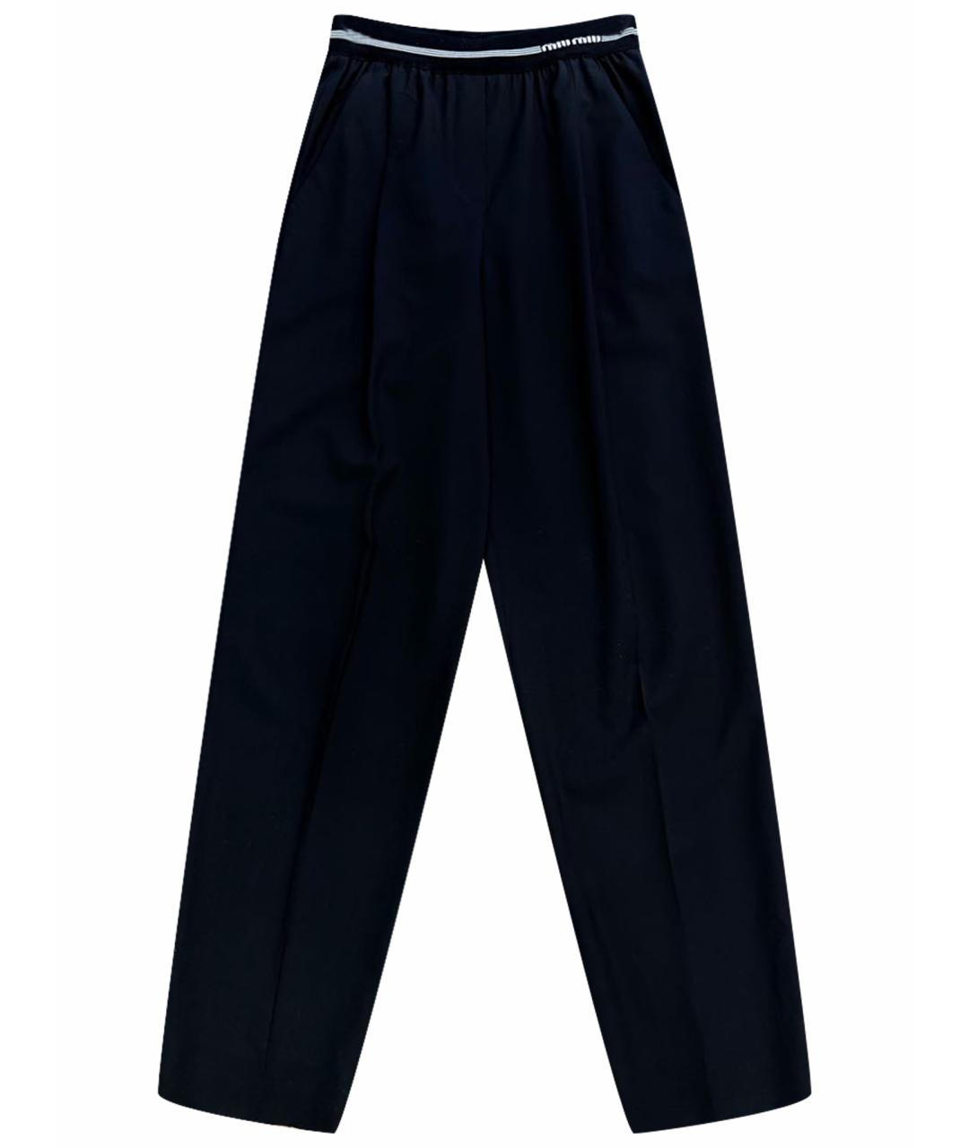 MIU MIU Черные вискозные прямые брюки, фото 1