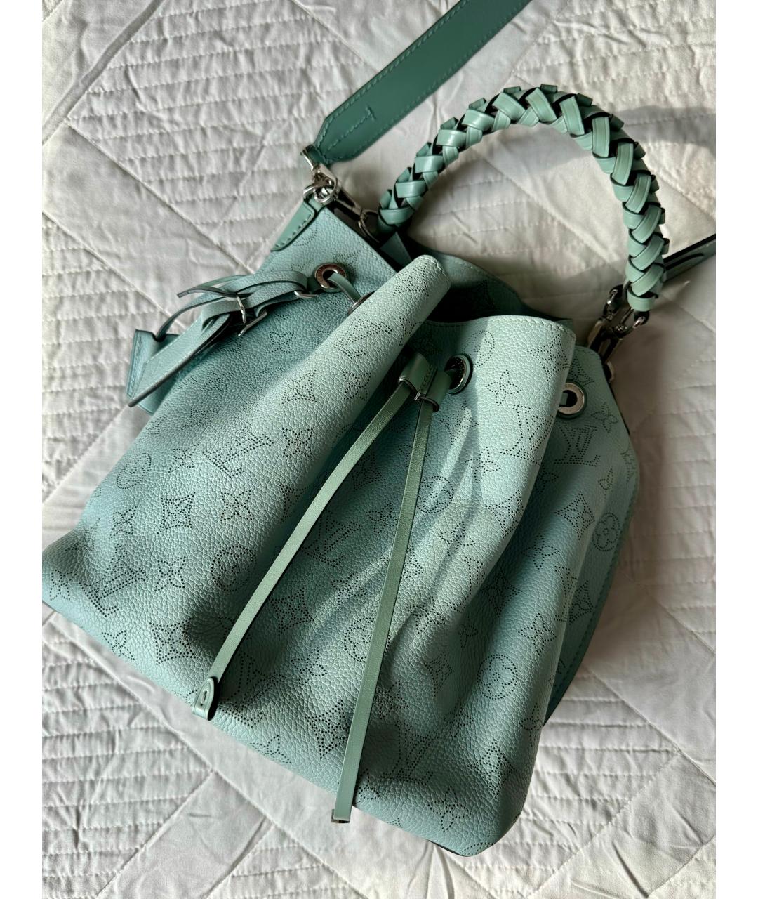 LOUIS VUITTON Бирюзовая кожаная сумка с короткими ручками, фото 2