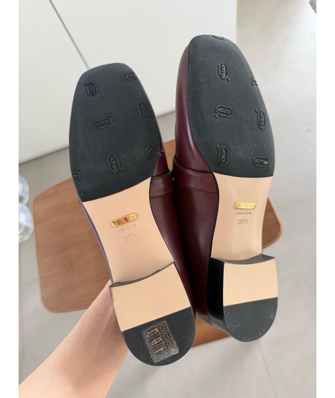 GUCCI Бордовые кожаные лоферы, фото 4
