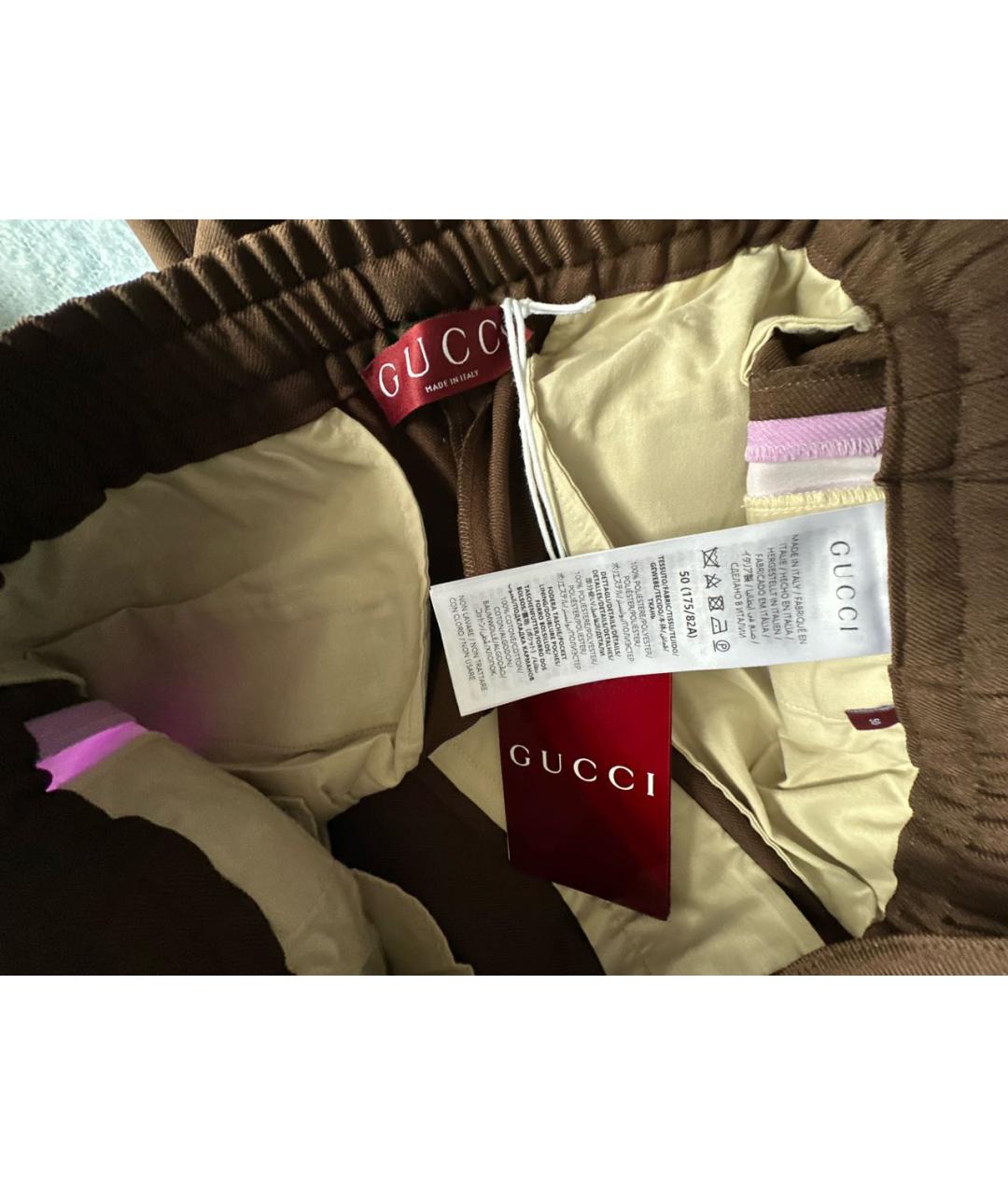 GUCCI Коричневые повседневные брюки, фото 4