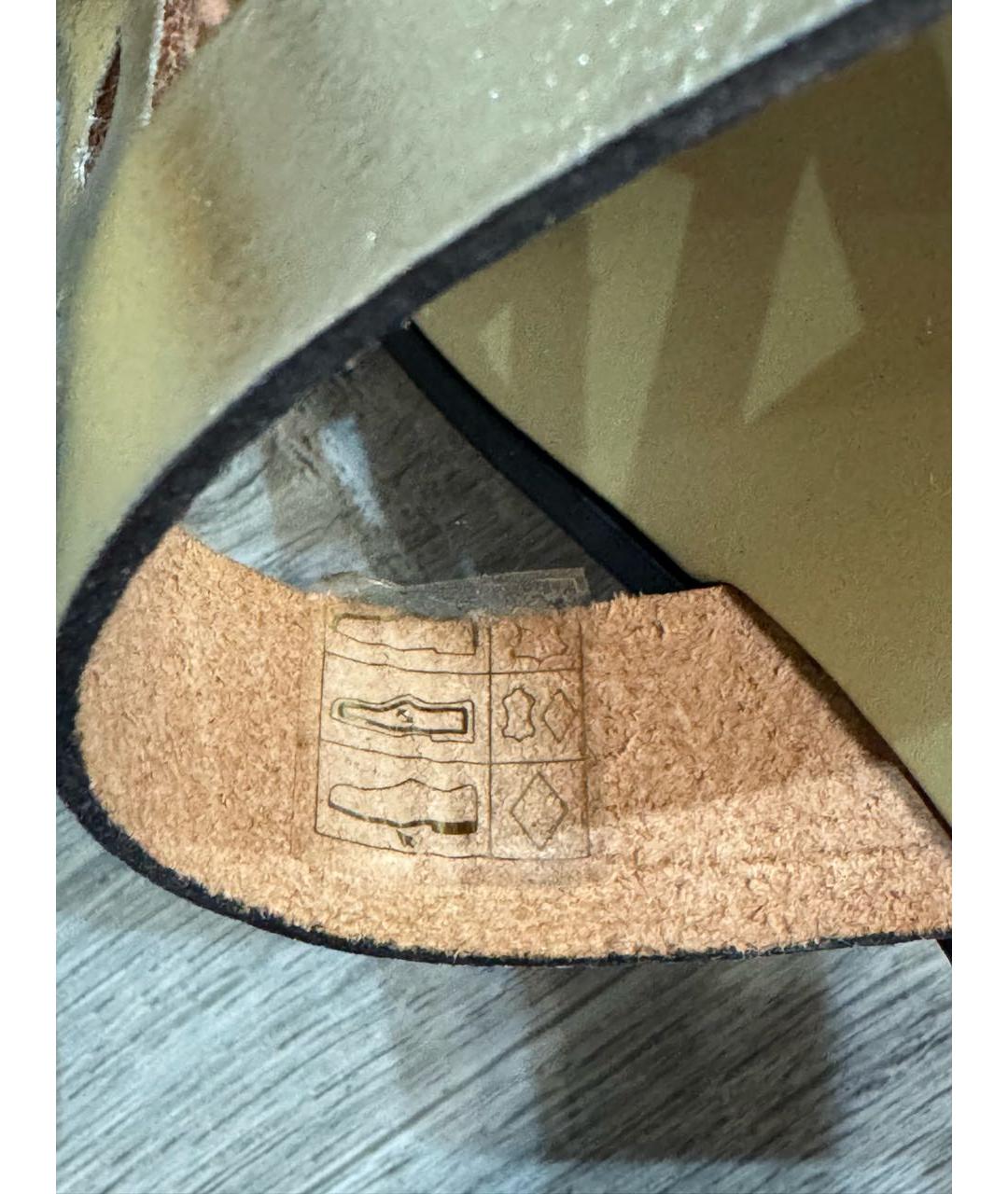 KARL LAGERFELD Золотые кожаные шлепанцы, фото 7