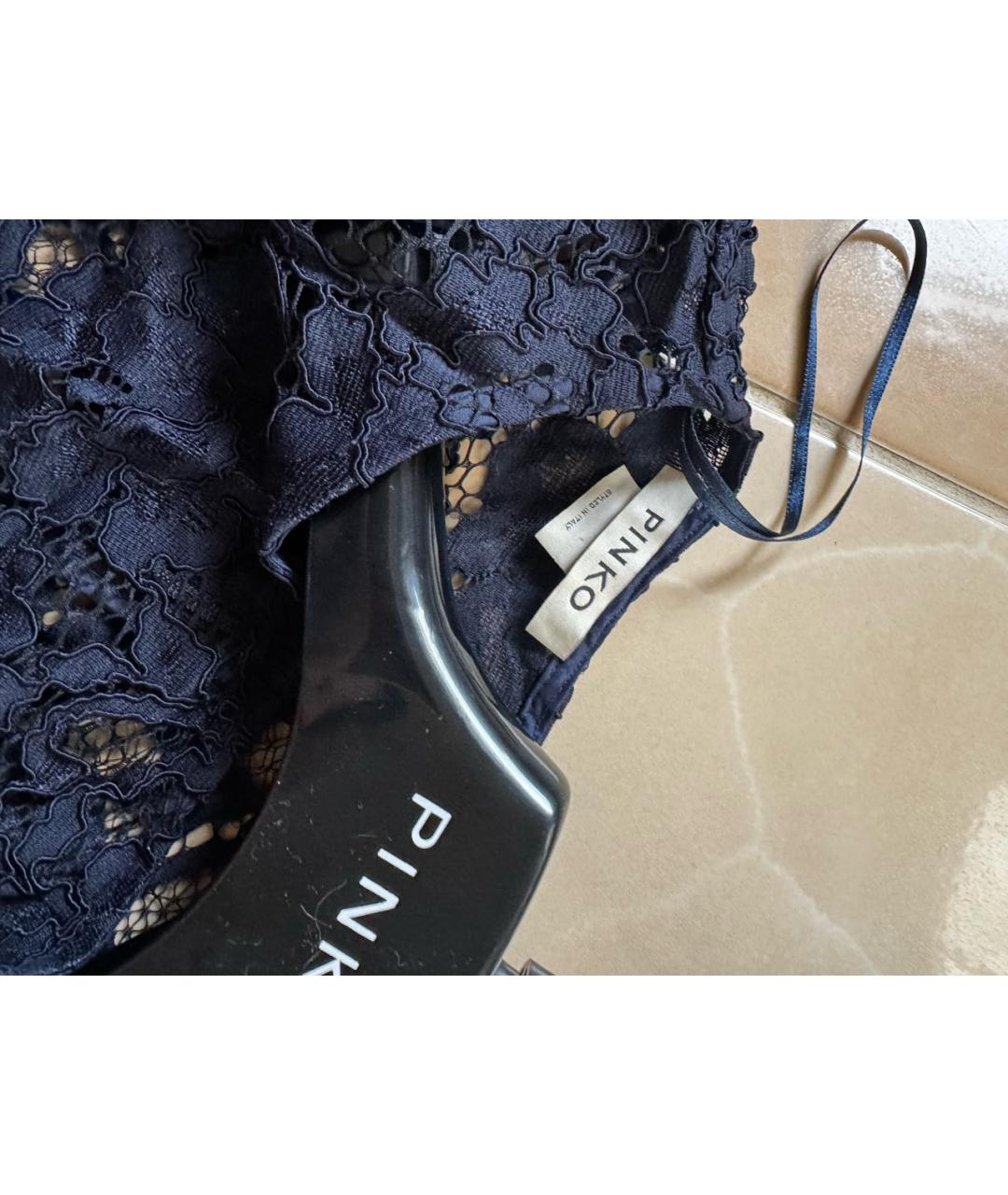 PINKO Темно-синее полиамидовое вечернее платье, фото 3