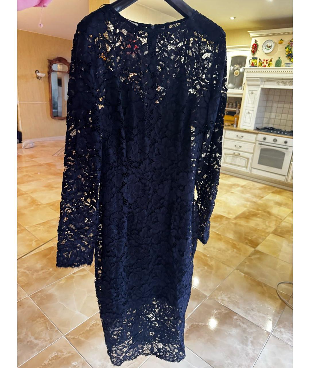 PINKO Темно-синее полиамидовое вечернее платье, фото 5