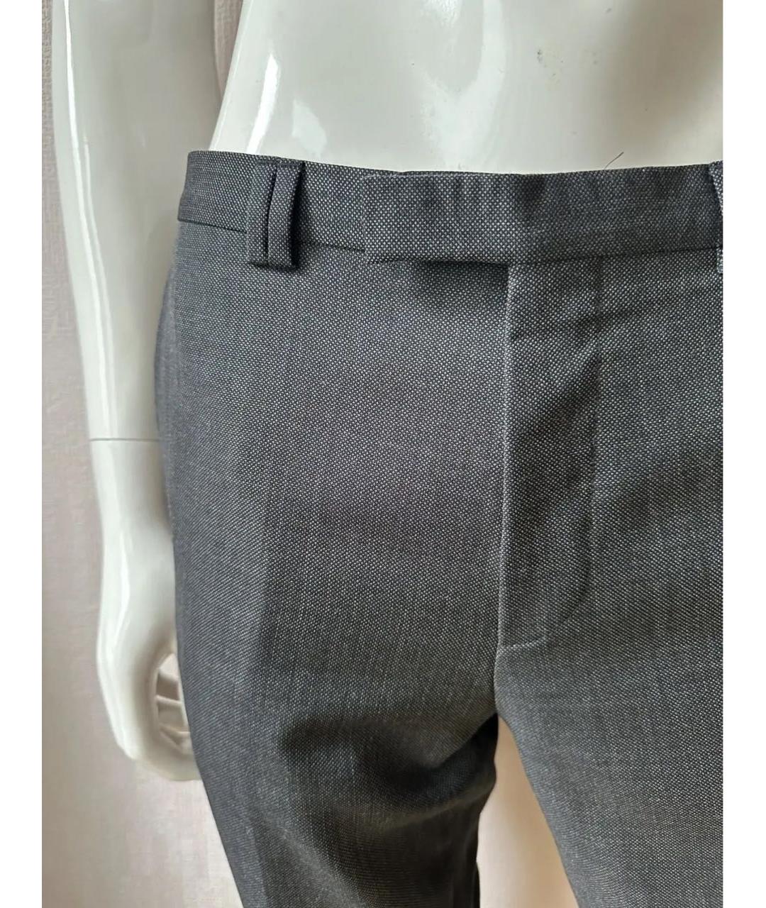HUGO Серые шерстяные классические брюки, фото 5