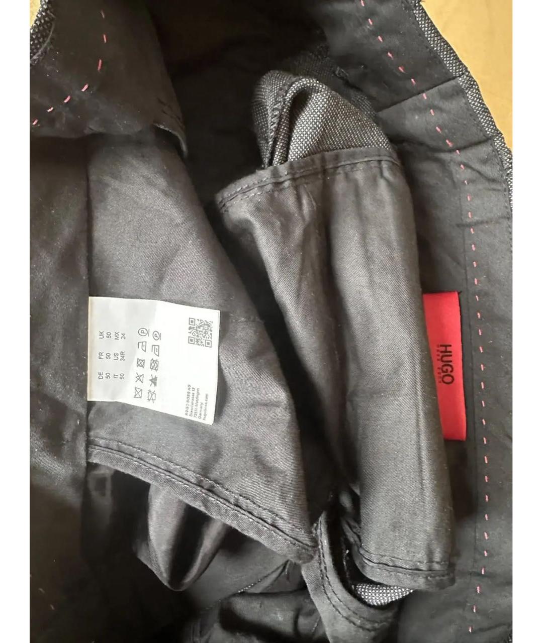 HUGO Серые шерстяные классические брюки, фото 4