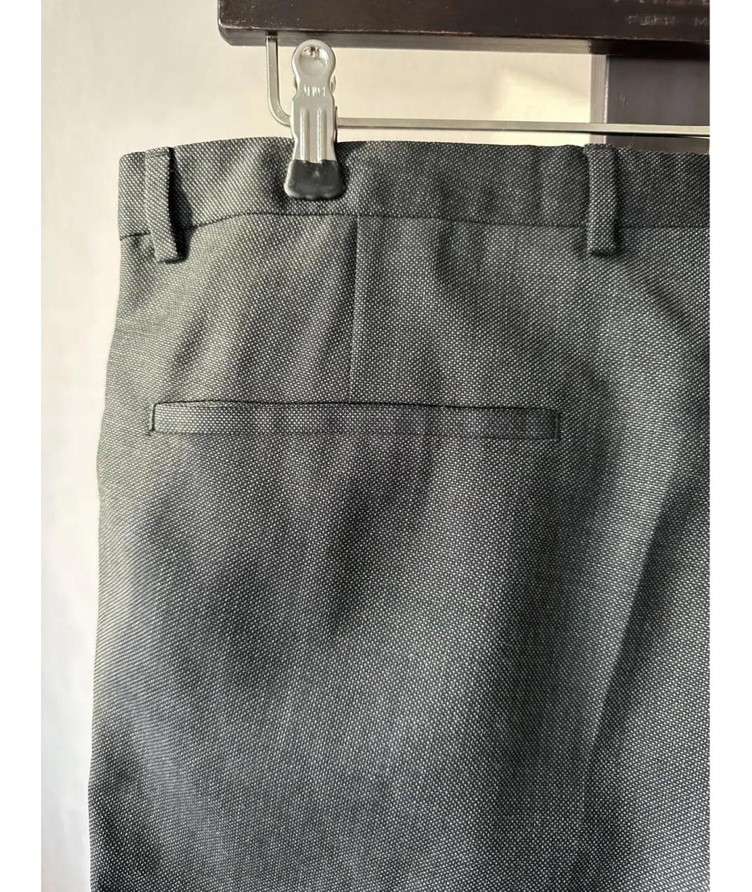HUGO Серые шерстяные классические брюки, фото 3
