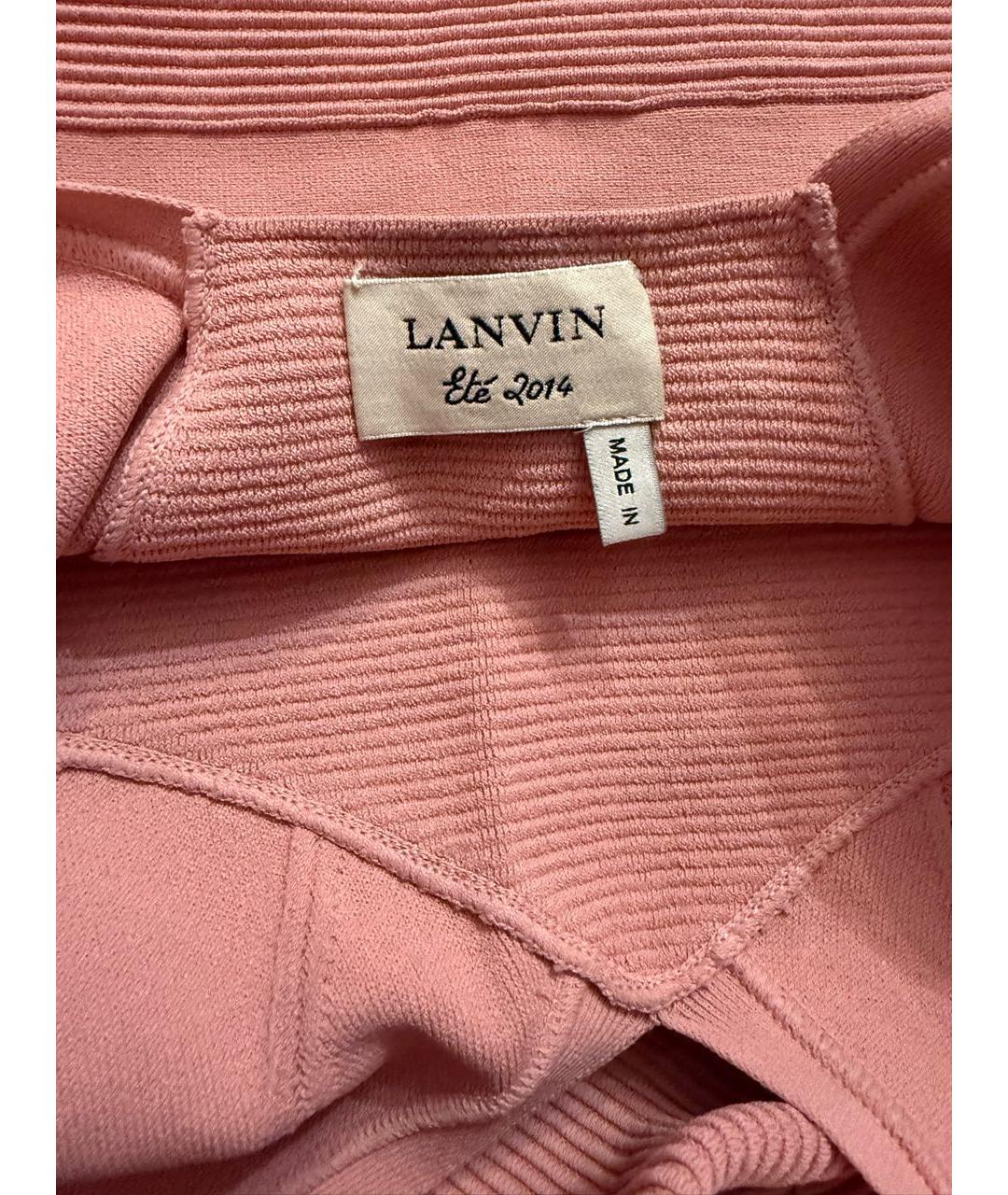 LANVIN Коралловое вискозное коктейльное платье, фото 3