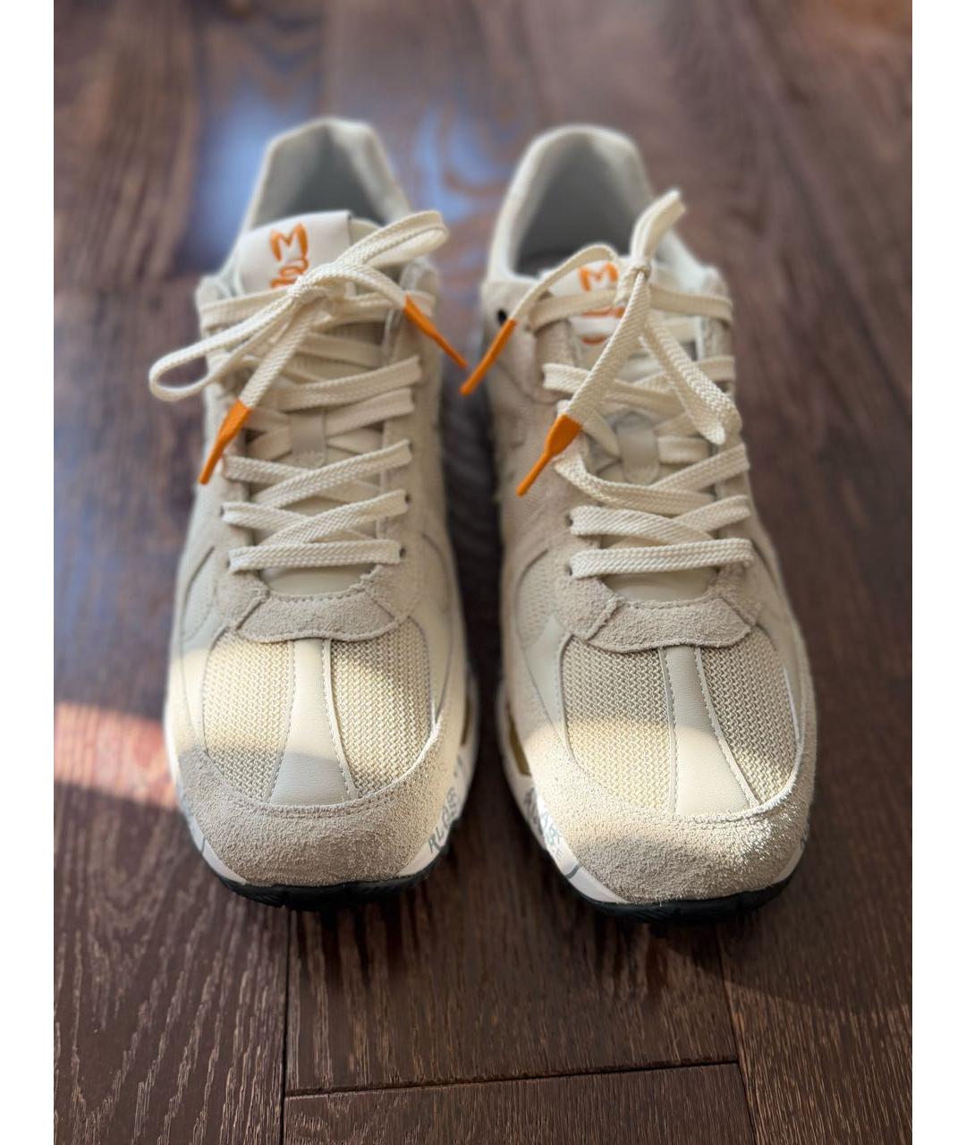 PREMIATA Бежевые замшевые низкие кроссовки / кеды, фото 2