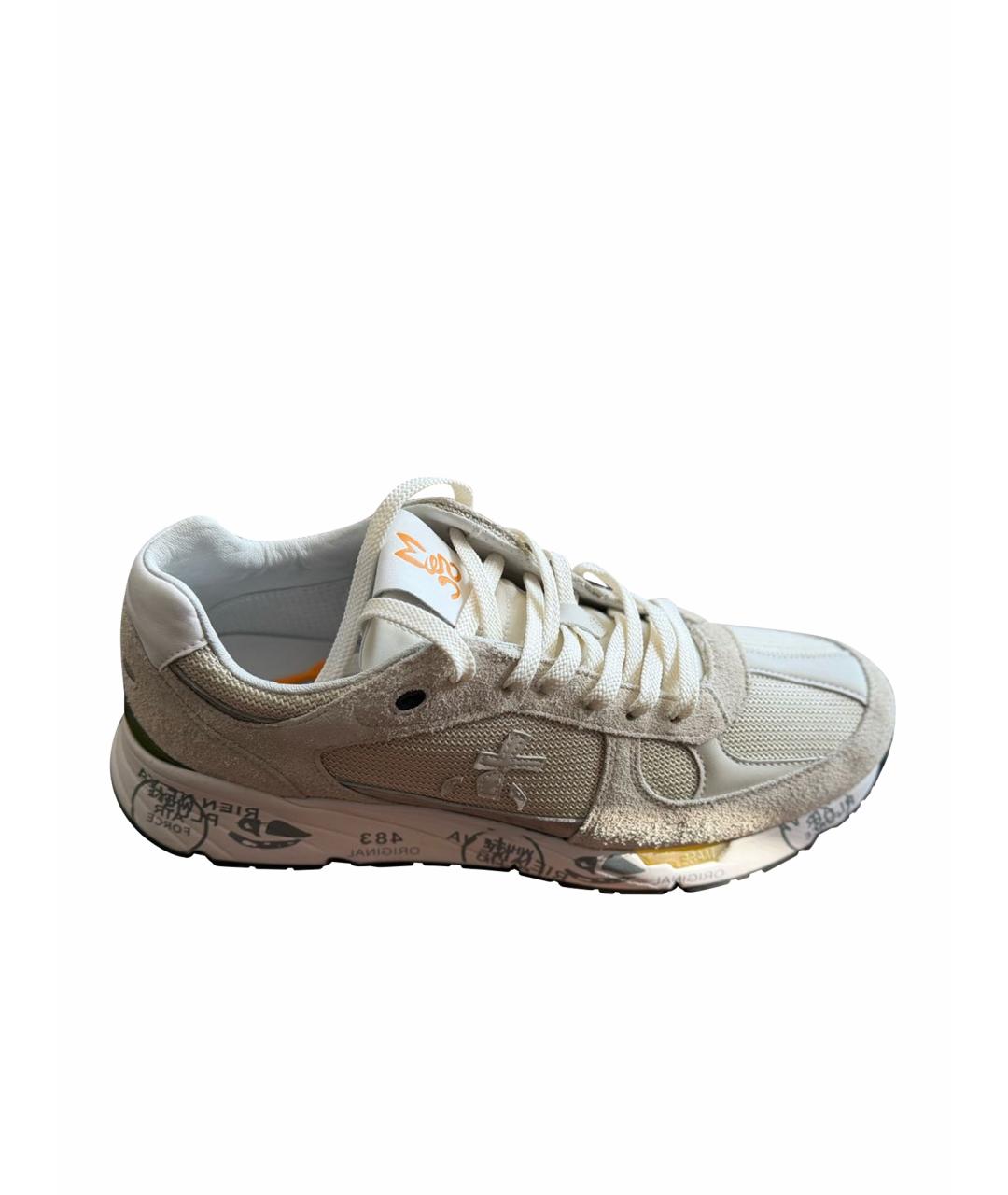 PREMIATA Бежевые замшевые низкие кроссовки / кеды, фото 1