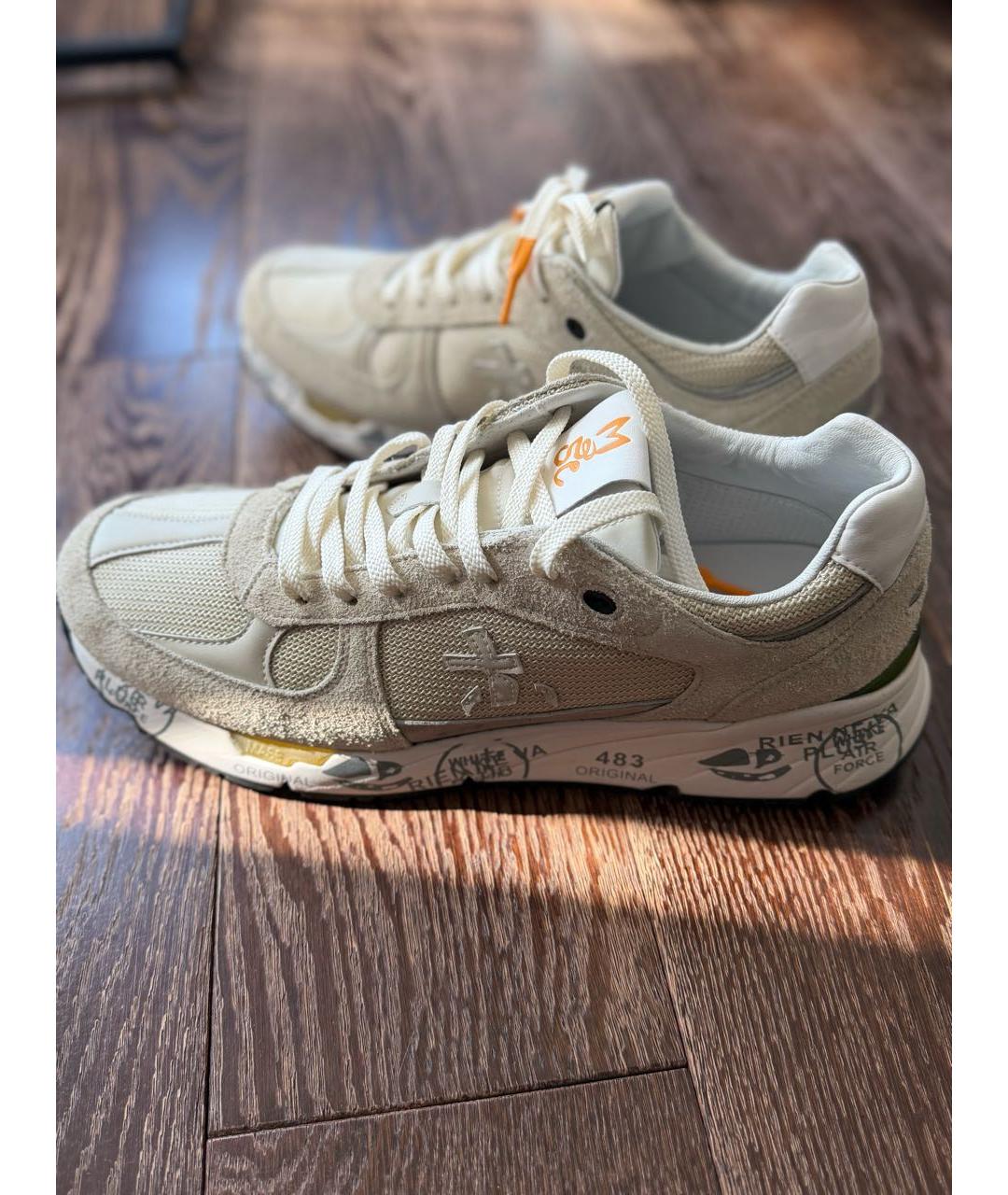 PREMIATA Бежевые замшевые низкие кроссовки / кеды, фото 5