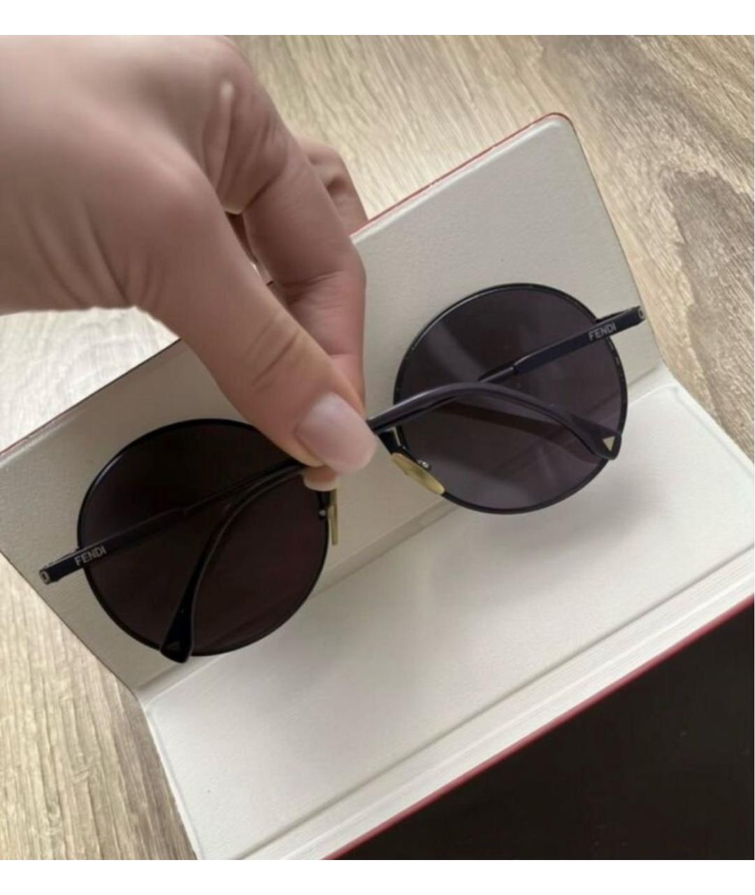 FENDI Фиолетовые металлические солнцезащитные очки, фото 4