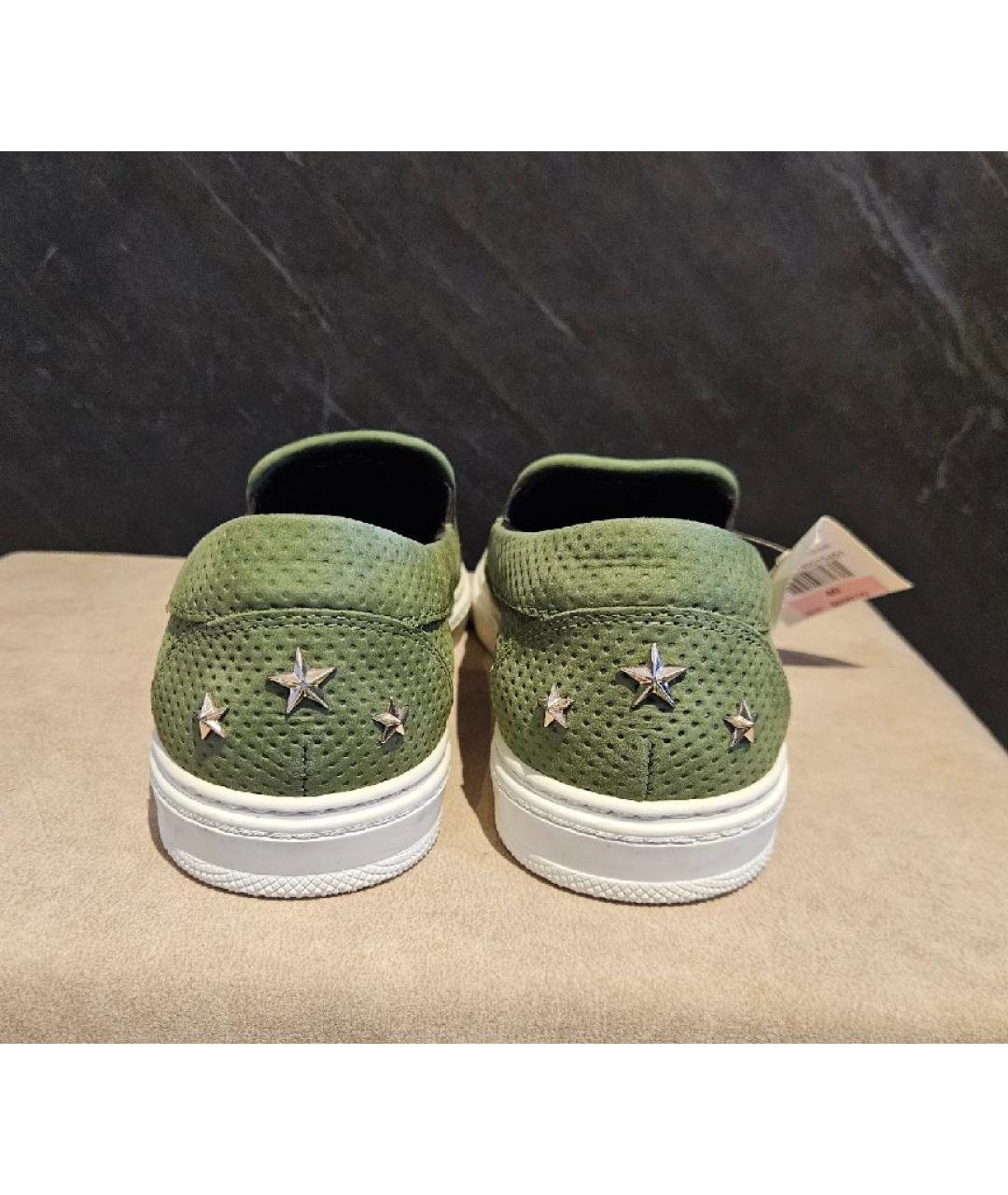 JIMMY CHOO Зеленые замшевые низкие кроссовки / кеды, фото 4