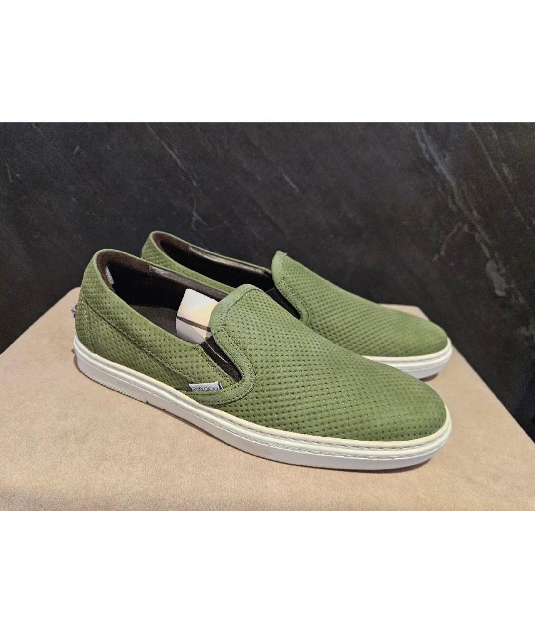 JIMMY CHOO Зеленые замшевые низкие кроссовки / кеды, фото 2