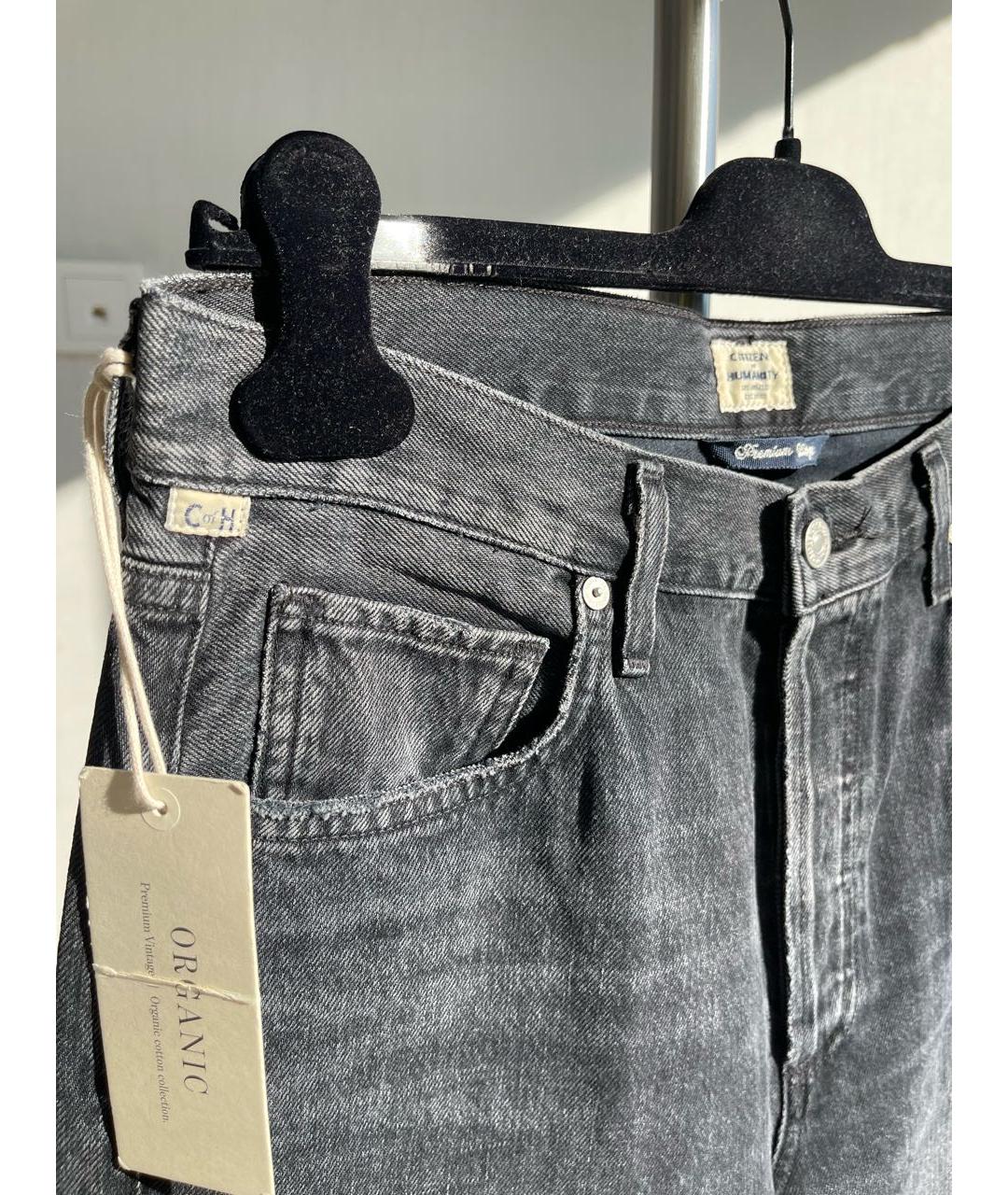 Citizien Of Humanity Черные хлопковые прямые джинсы, фото 3