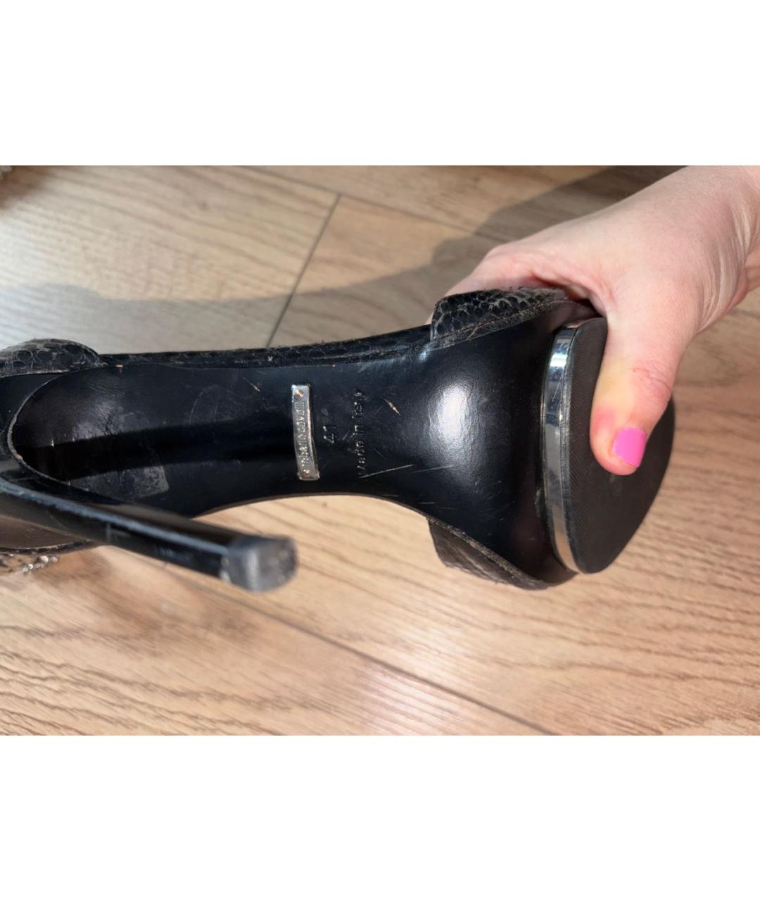 ROBERTO CAVALLI Черные кожаные туфли, фото 6