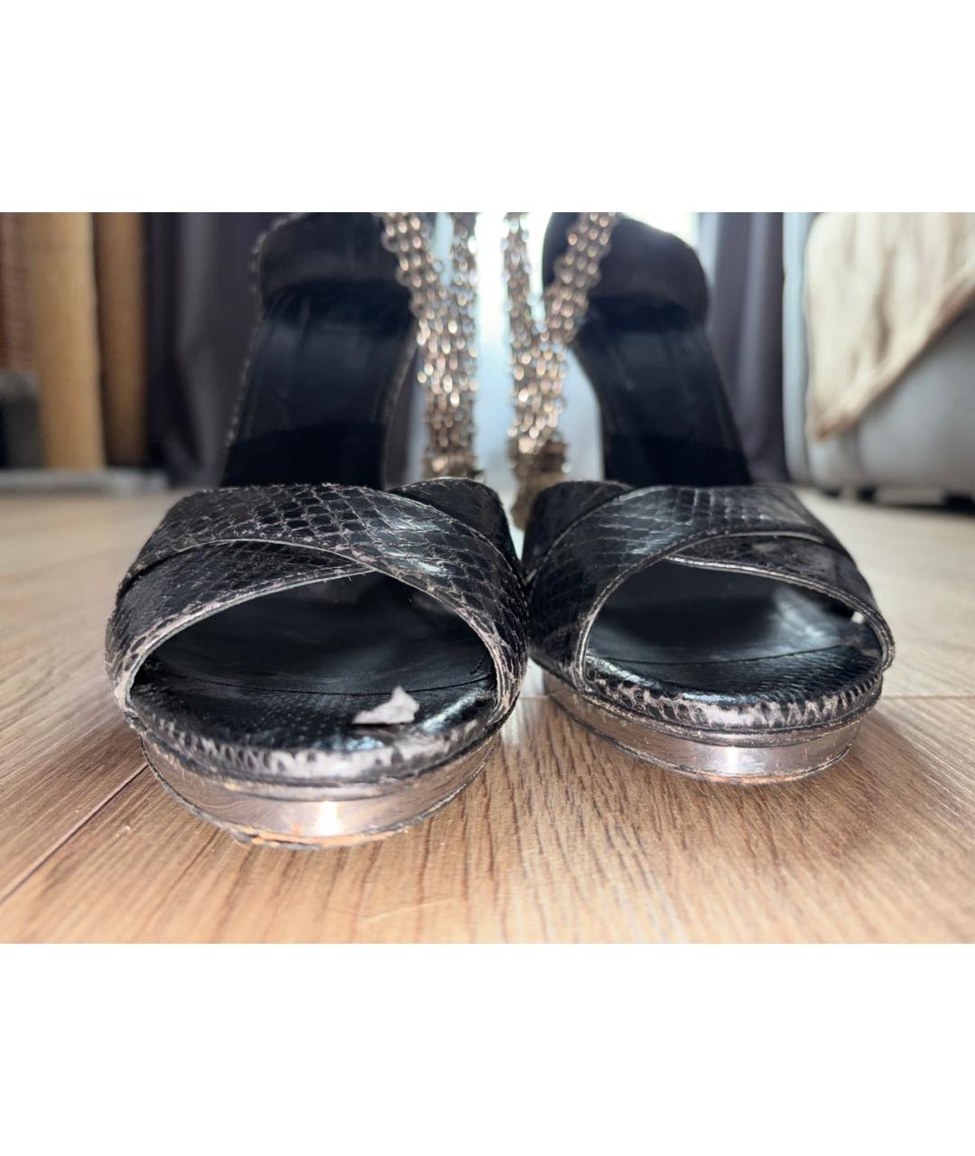 ROBERTO CAVALLI Черные кожаные туфли, фото 5