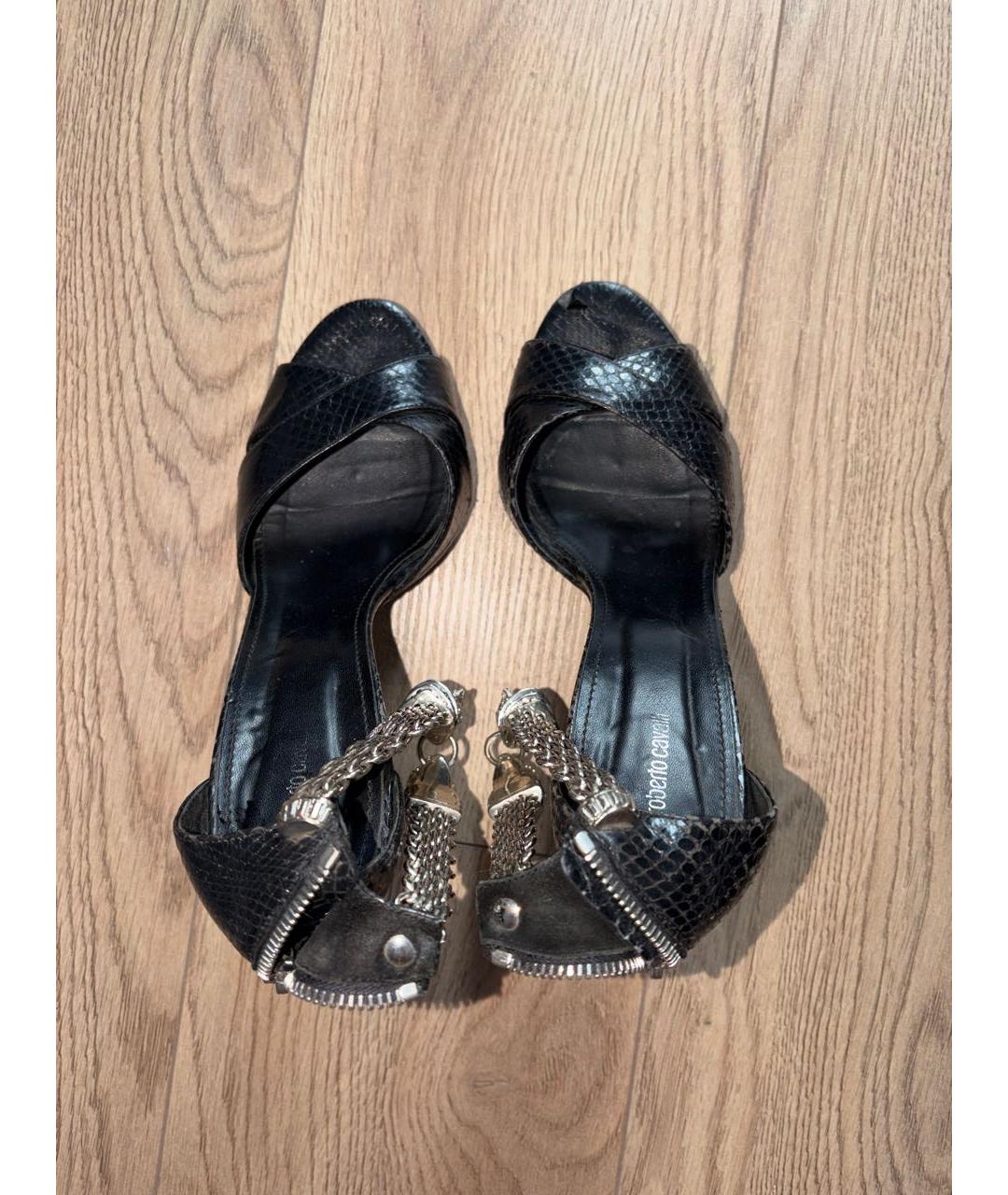 ROBERTO CAVALLI Черные кожаные туфли, фото 3