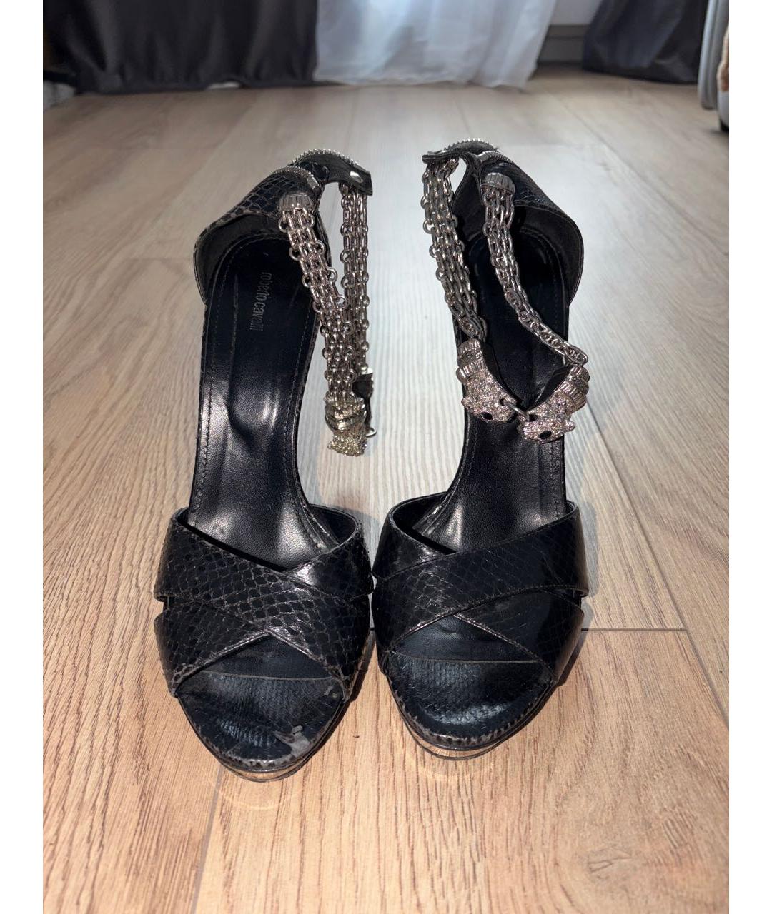 ROBERTO CAVALLI Черные кожаные туфли, фото 2