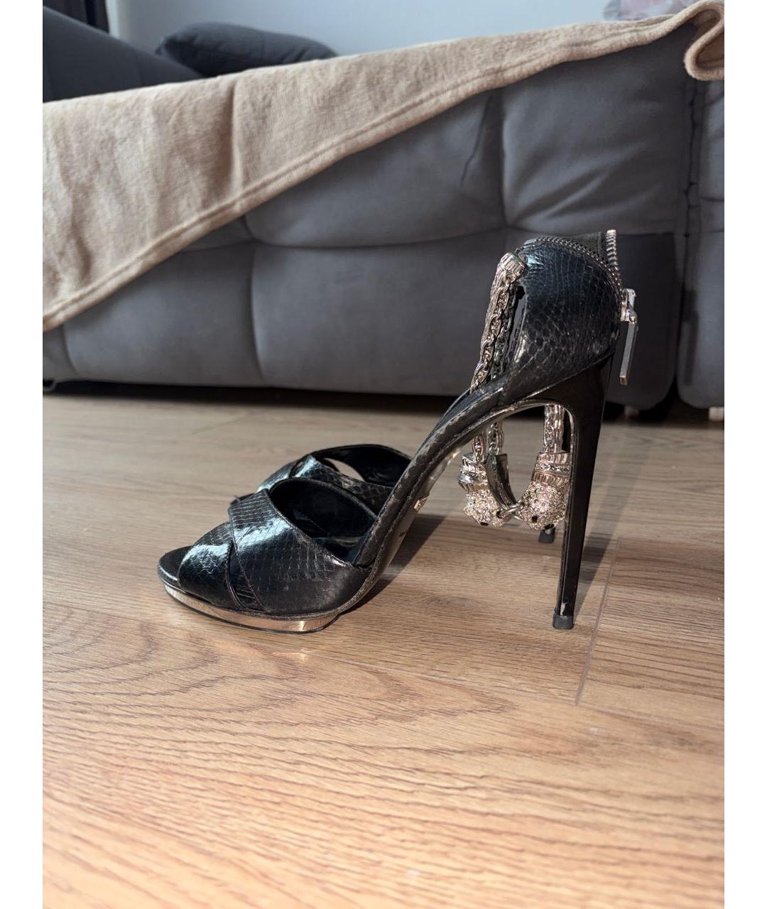 ROBERTO CAVALLI Черные кожаные туфли, фото 8