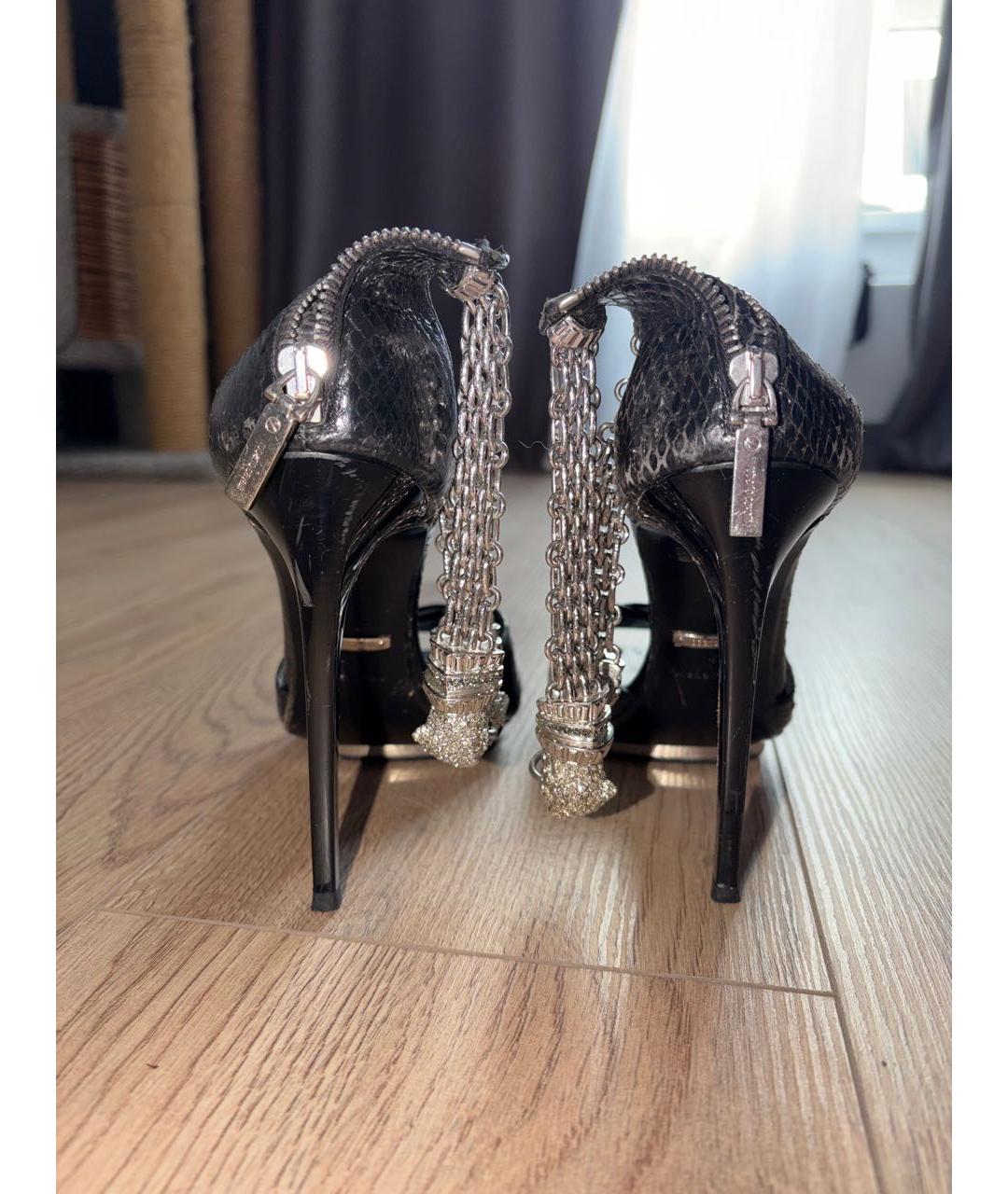 ROBERTO CAVALLI Черные кожаные туфли, фото 4