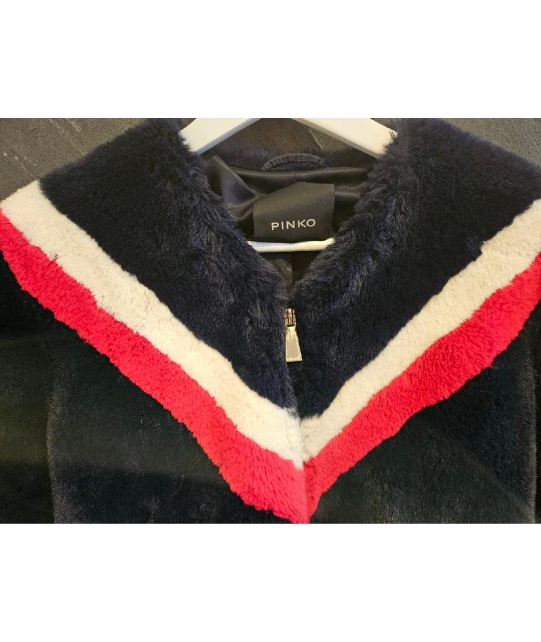 PINKO Темно-синяя меховая шуба, фото 3