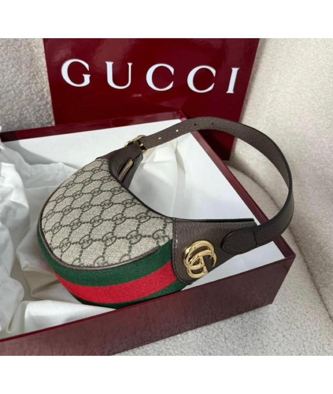 GUCCI Коричневая кожаная сумка с короткими ручками, фото 2