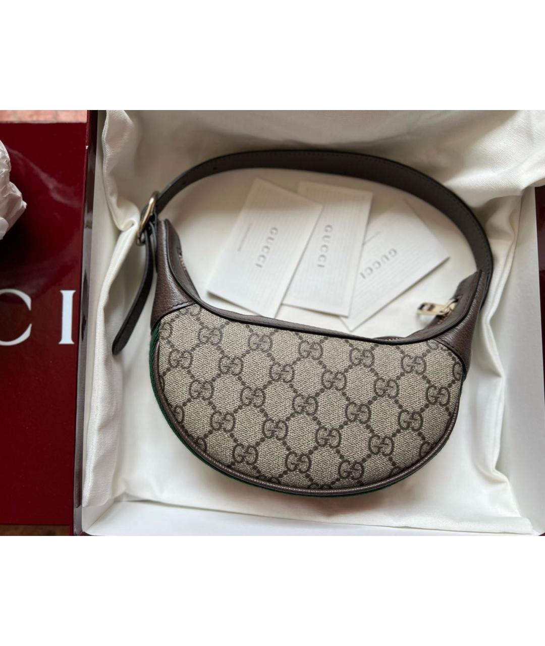 GUCCI Коричневая кожаная сумка с короткими ручками, фото 2