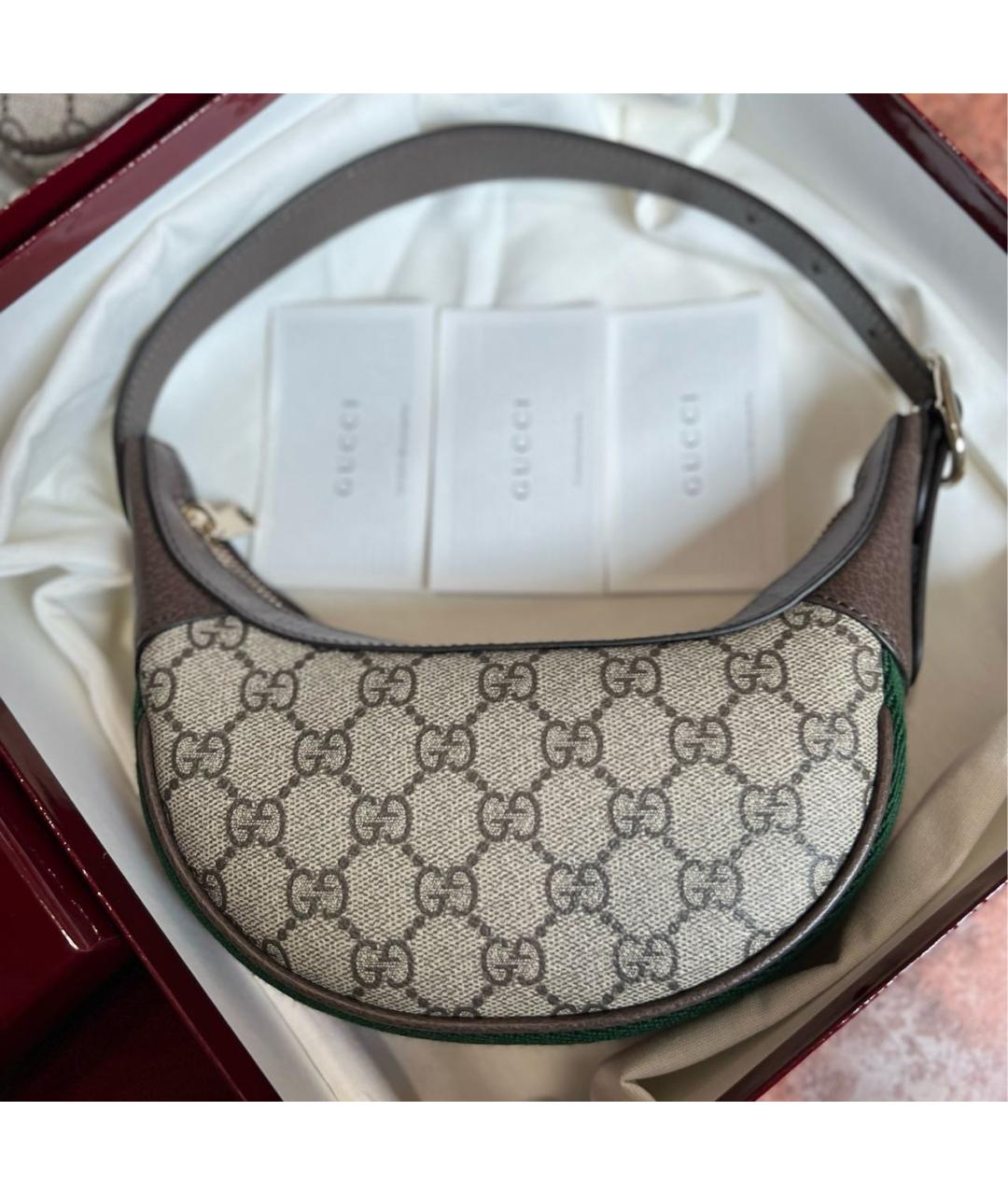 GUCCI Коричневая кожаная сумка с короткими ручками, фото 2