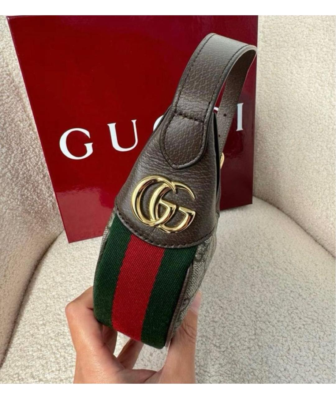 GUCCI Коричневая кожаная сумка с короткими ручками, фото 5