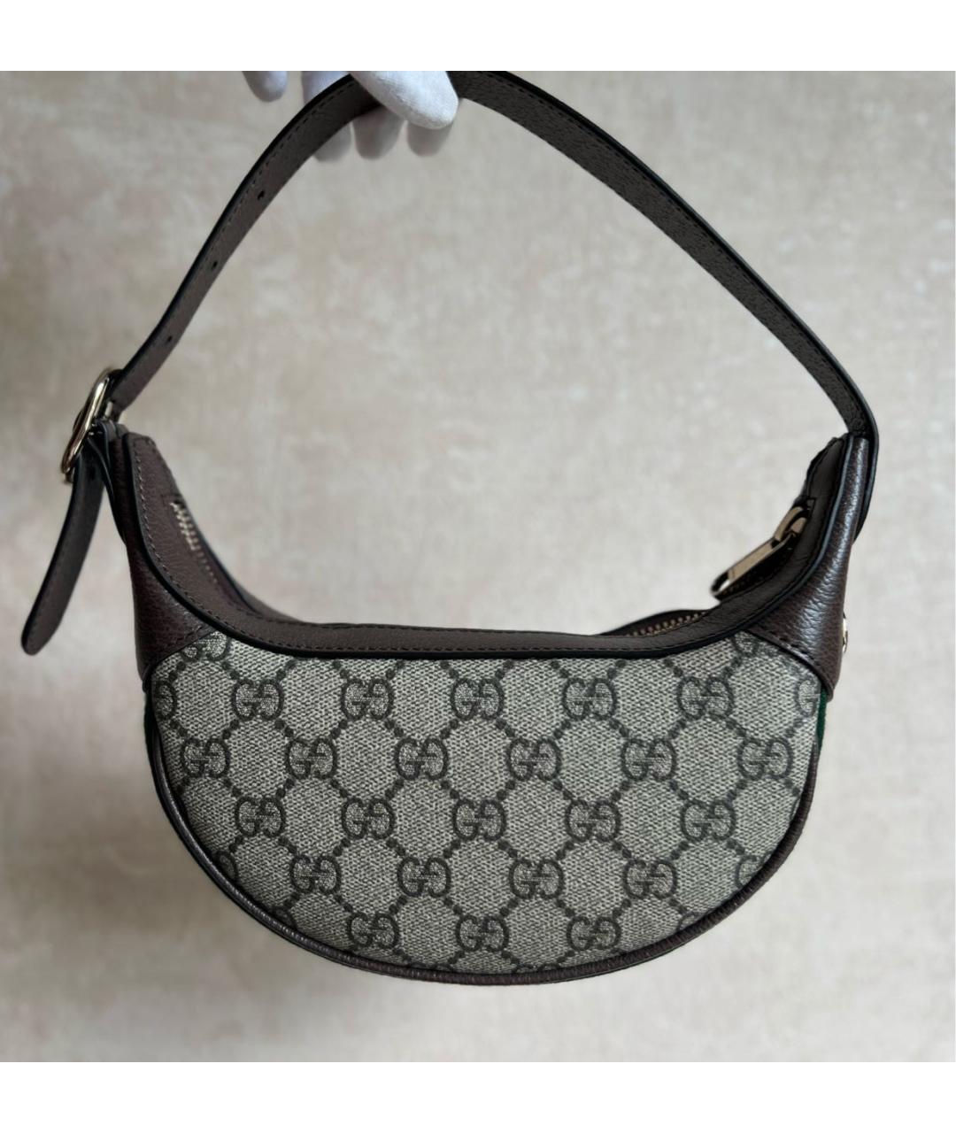 GUCCI Коричневая кожаная сумка с короткими ручками, фото 3