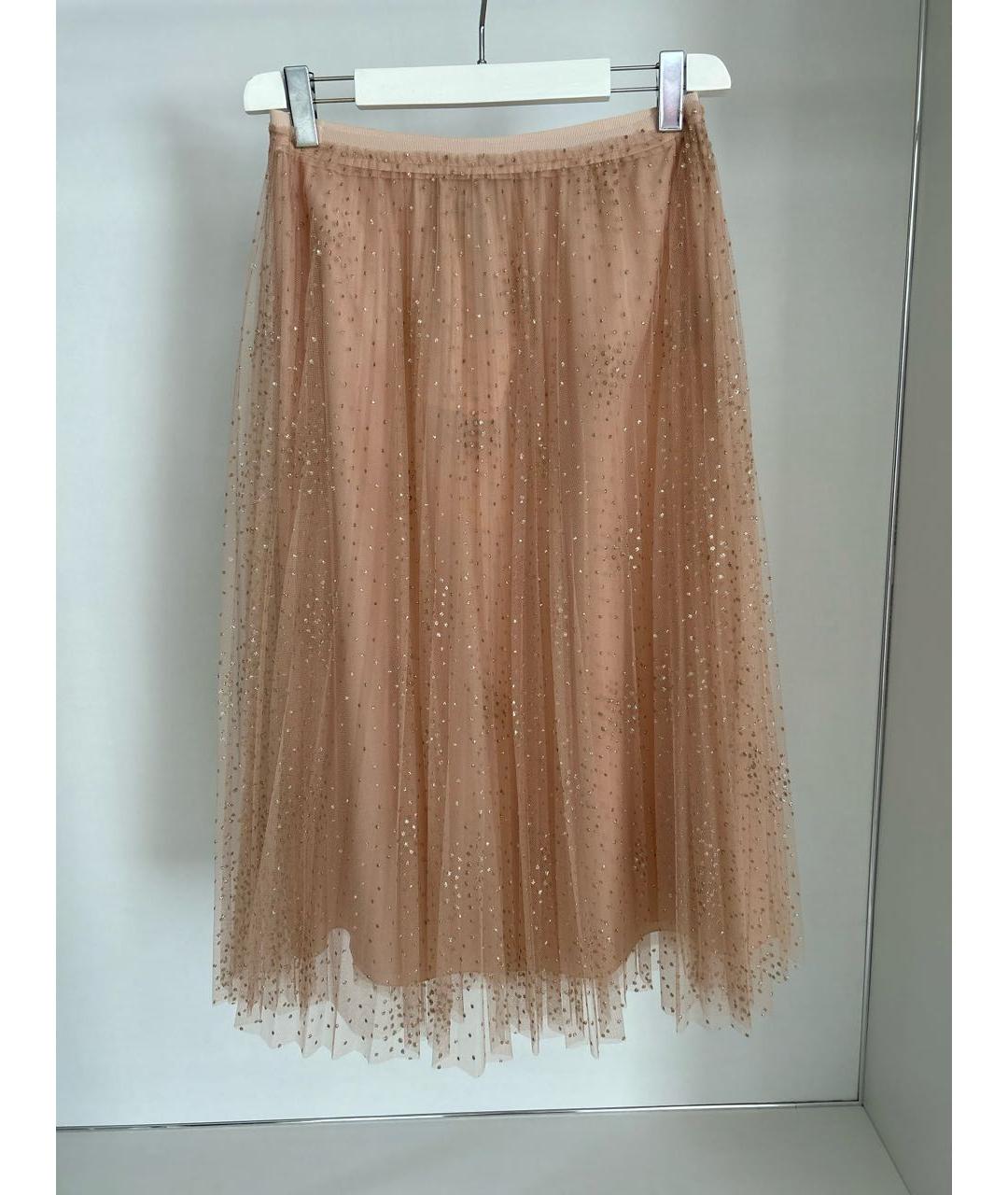 RED VALENTINO Бежевая синтетическая юбка миди, фото 9