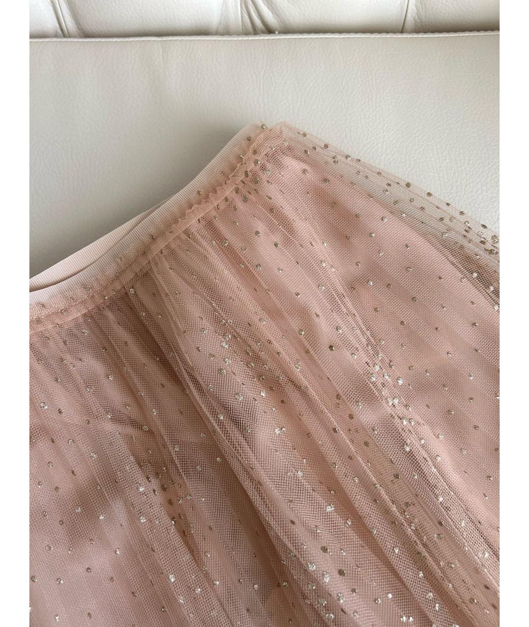 RED VALENTINO Бежевая синтетическая юбка миди, фото 4