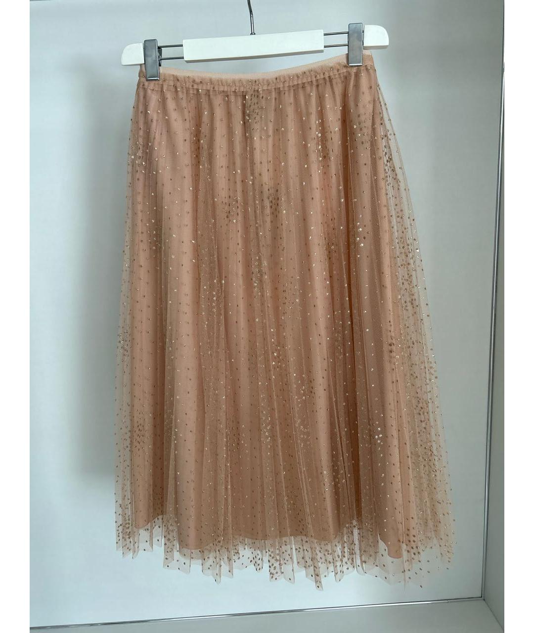 RED VALENTINO Бежевая синтетическая юбка миди, фото 2