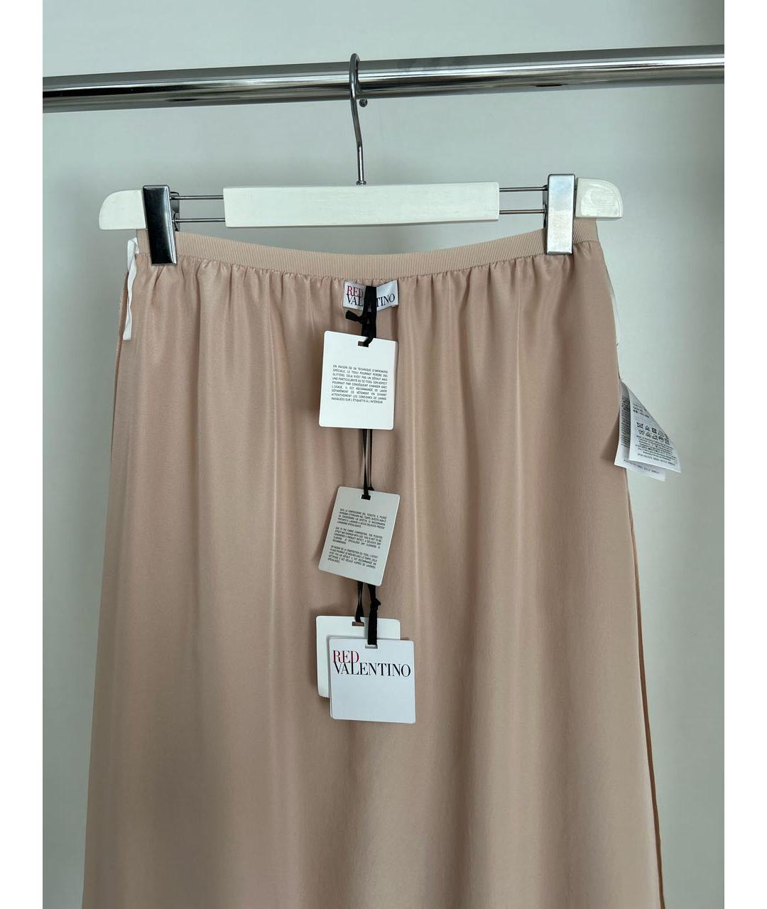 RED VALENTINO Бежевая синтетическая юбка миди, фото 3