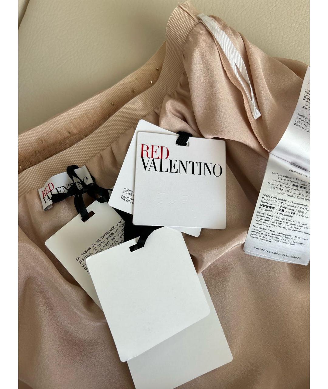RED VALENTINO Бежевая синтетическая юбка миди, фото 7