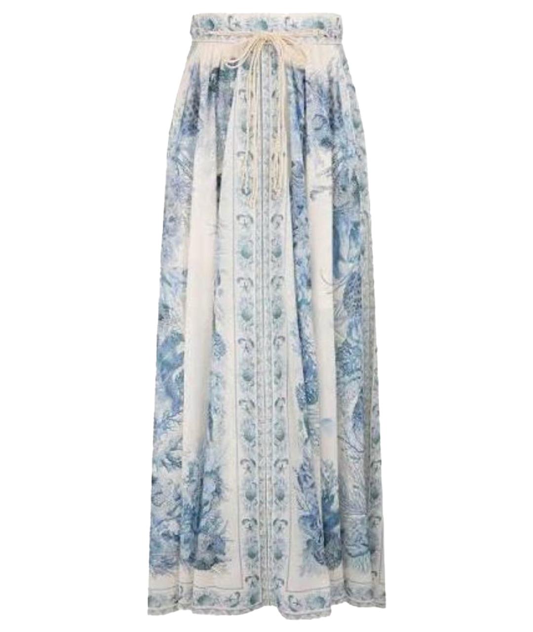 ZIMMERMANN Голубая хлопковая юбка макси, фото 1