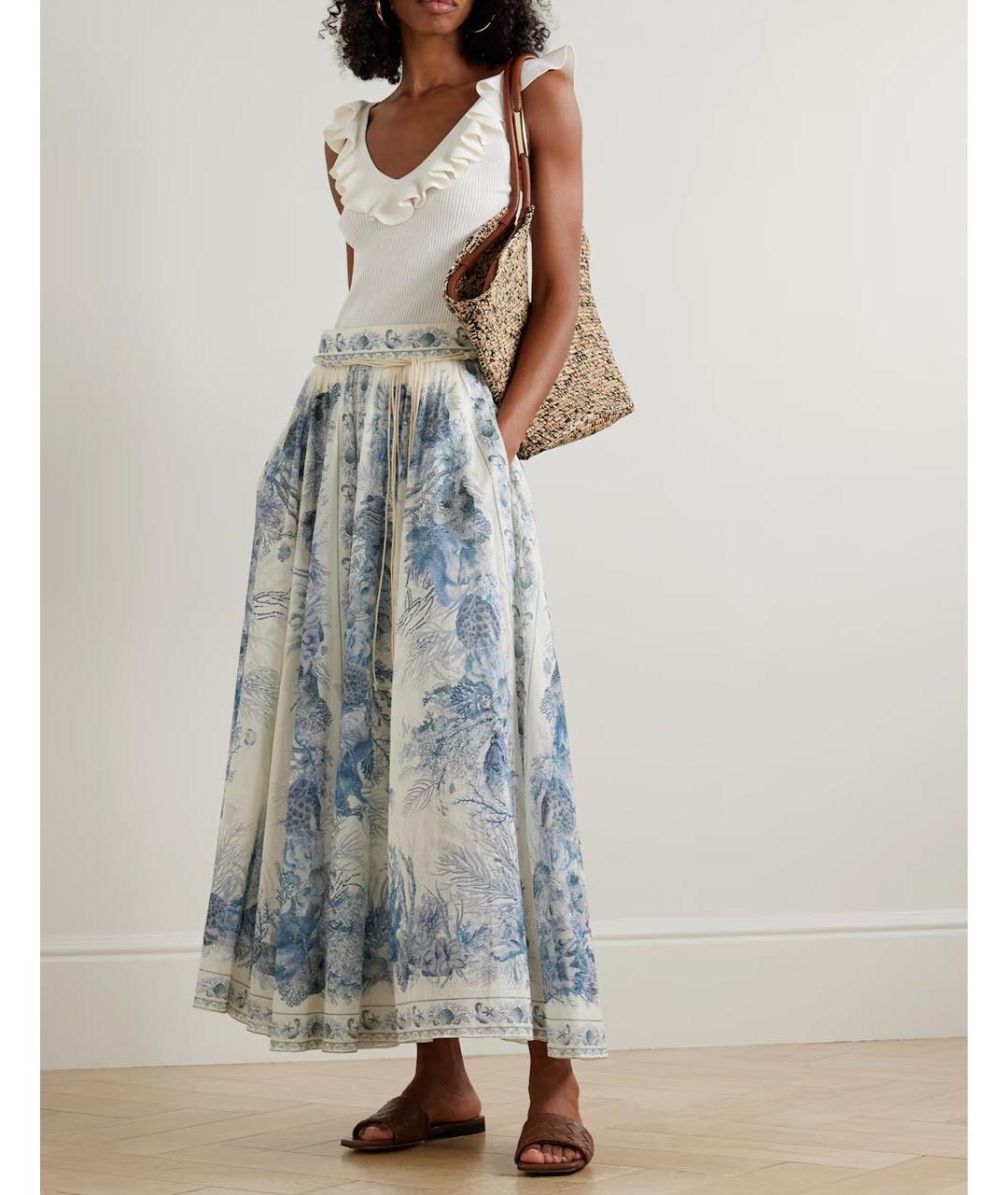 ZIMMERMANN Голубая хлопковая юбка макси, фото 3