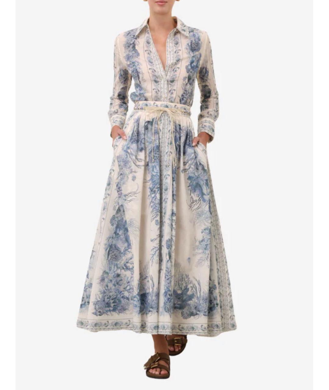 ZIMMERMANN Голубая хлопковая юбка макси, фото 4