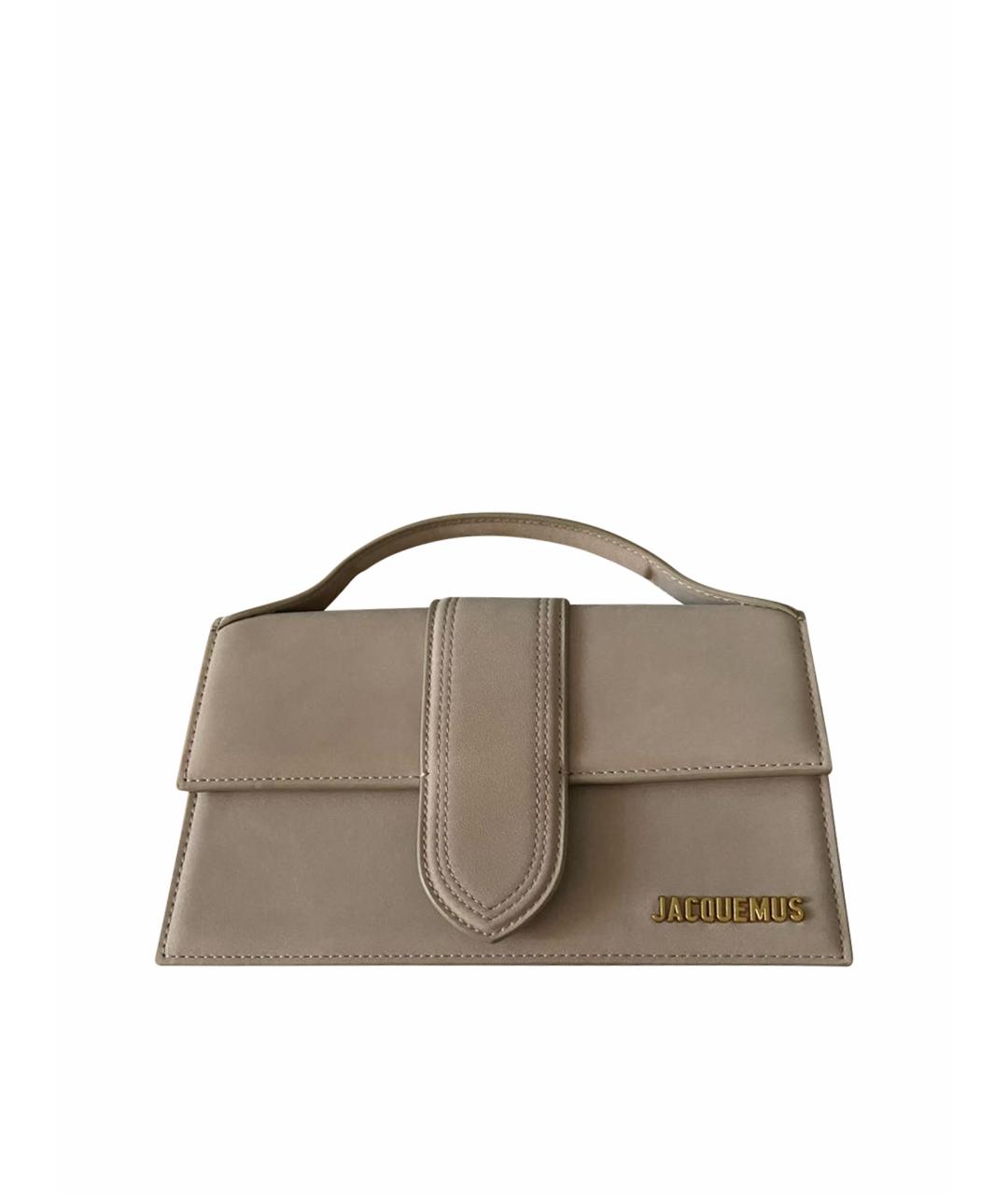 JACQUEMUS Бежевая замшевая сумка с короткими ручками, фото 1