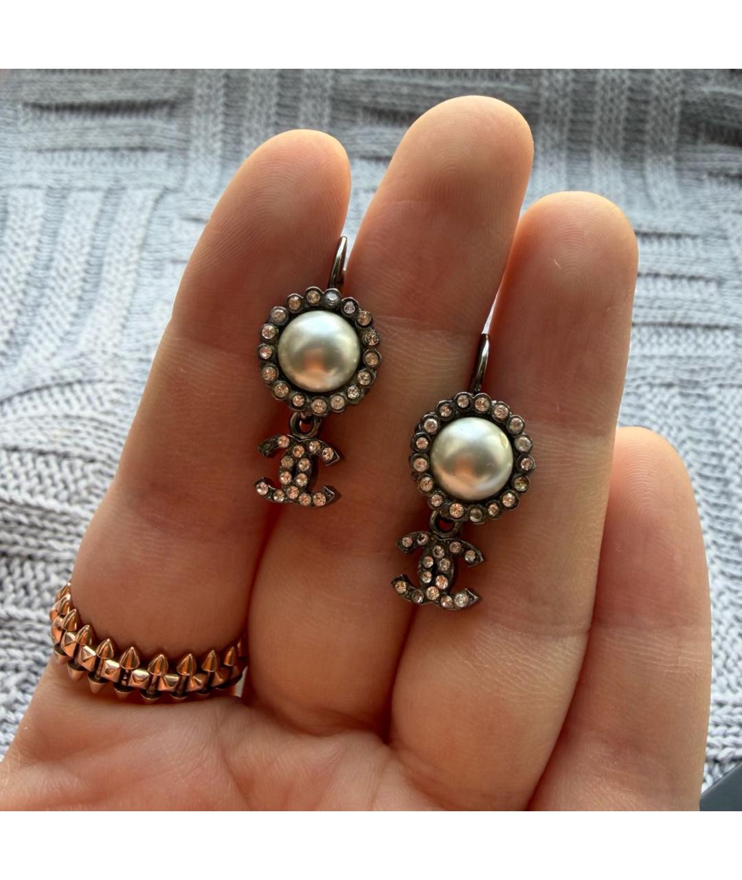CHANEL Серые серьги, фото 7
