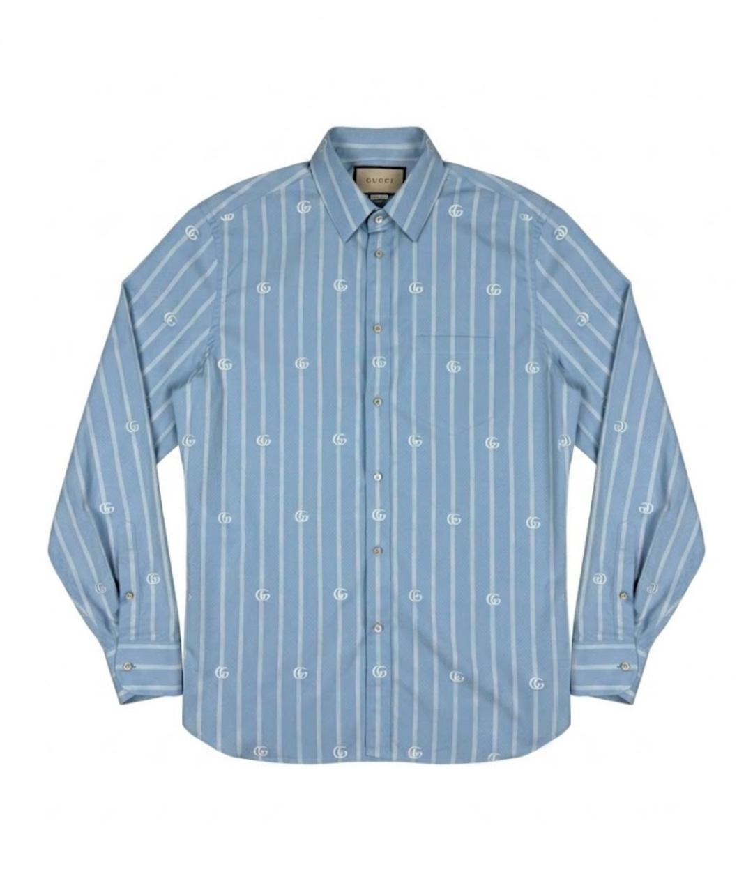 GUCCI Голубая хлопковая кэжуал рубашка, фото 1