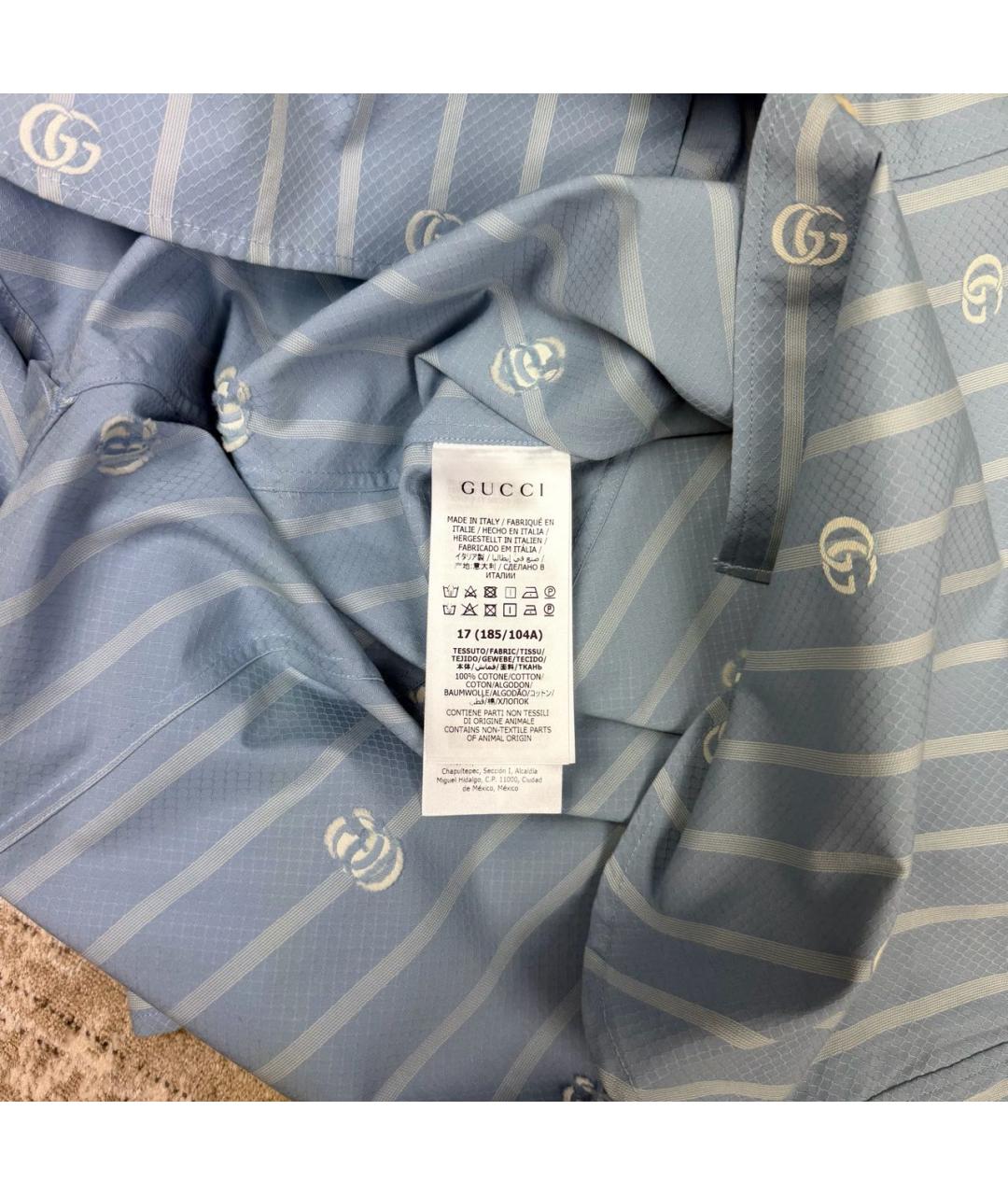 GUCCI Голубая хлопковая кэжуал рубашка, фото 4