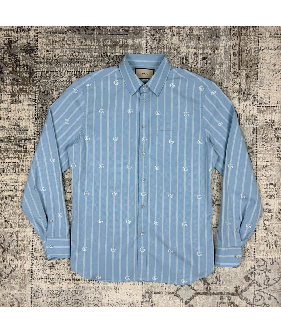 GUCCI Голубая хлопковая кэжуал рубашка, фото 7